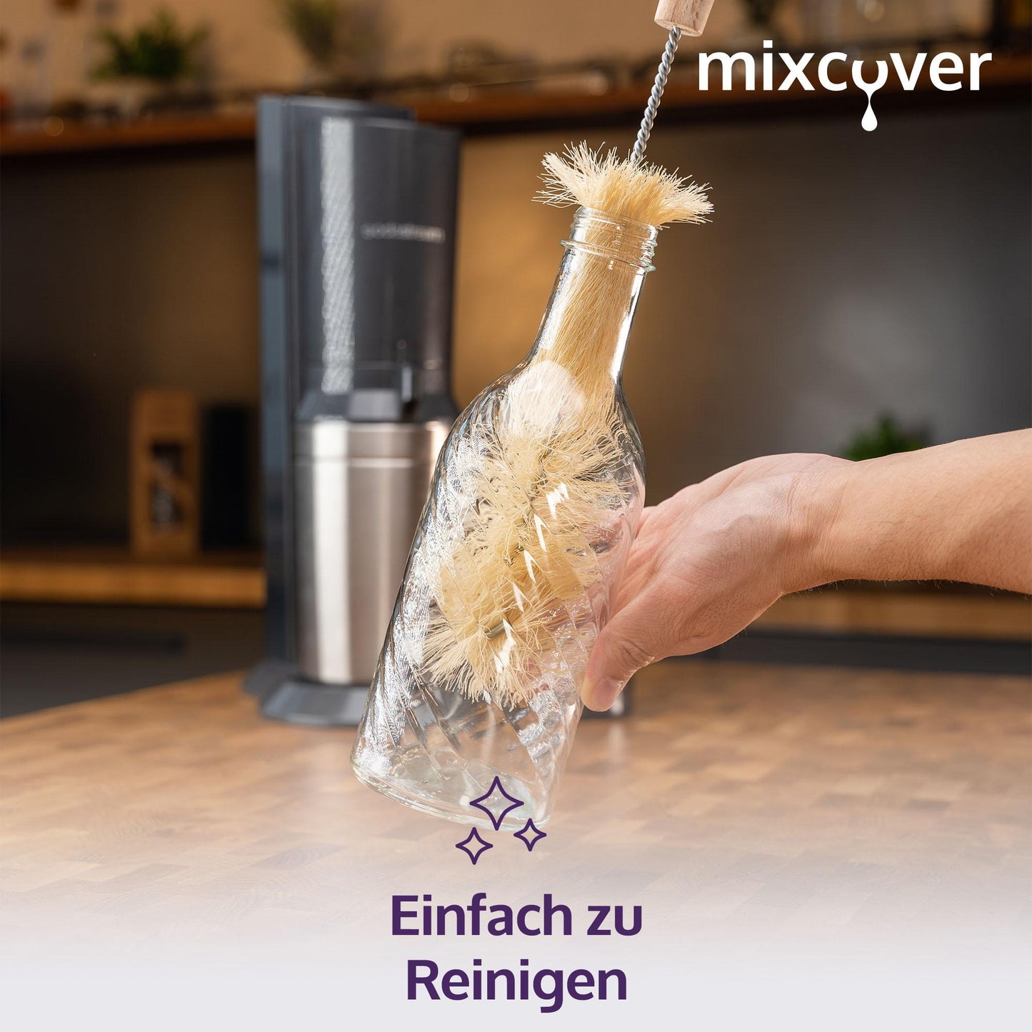 B-Ware: mixcover Designer Bottiglia di Vetro Bottiglia per Bere Caraffa di Vetro Caraffa con 0,65 Litri - trasparente