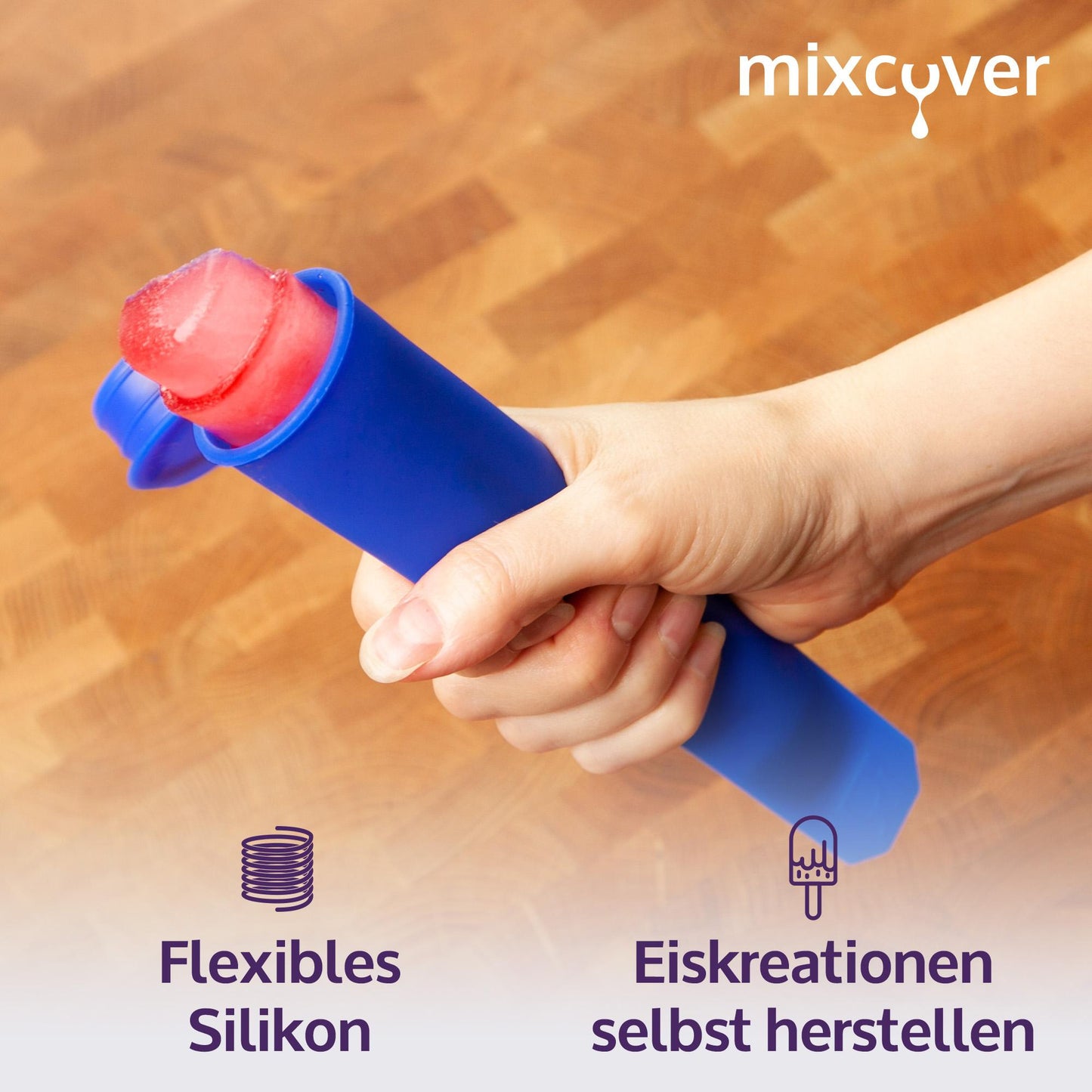 mixcover Stampi per ghiaccio, ghiaccioli, forme per gelato con coperchio, stampo in silicone, gelato sano fatto in casa, gelatiera, coni gelato (6 pezzi colorati)