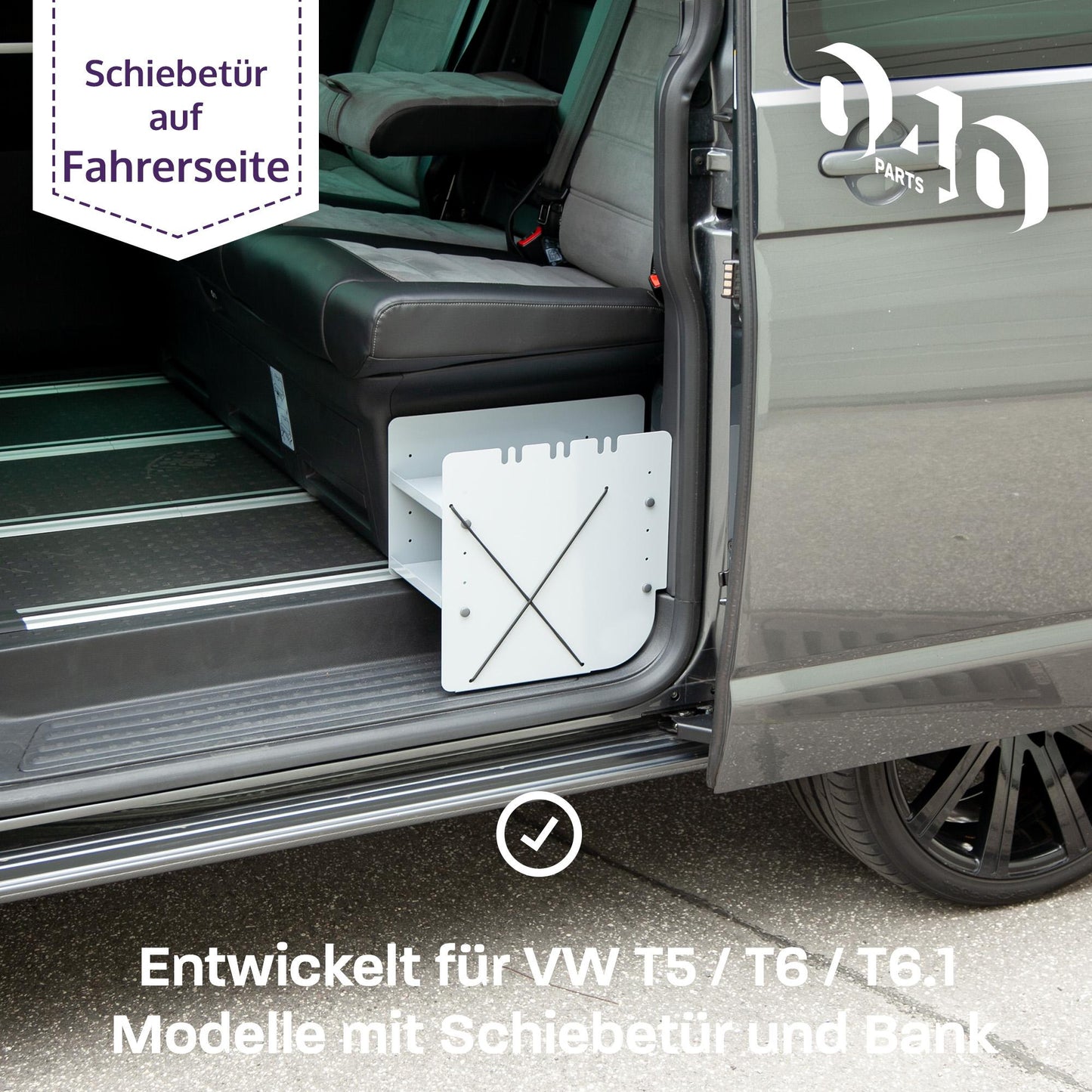 B-Ware: 040 Parts Schuhregal GRAU FAHRERSEITE Zubehör passend für VW T5 T6 T6.1Schuhorganizer Schuhtasche