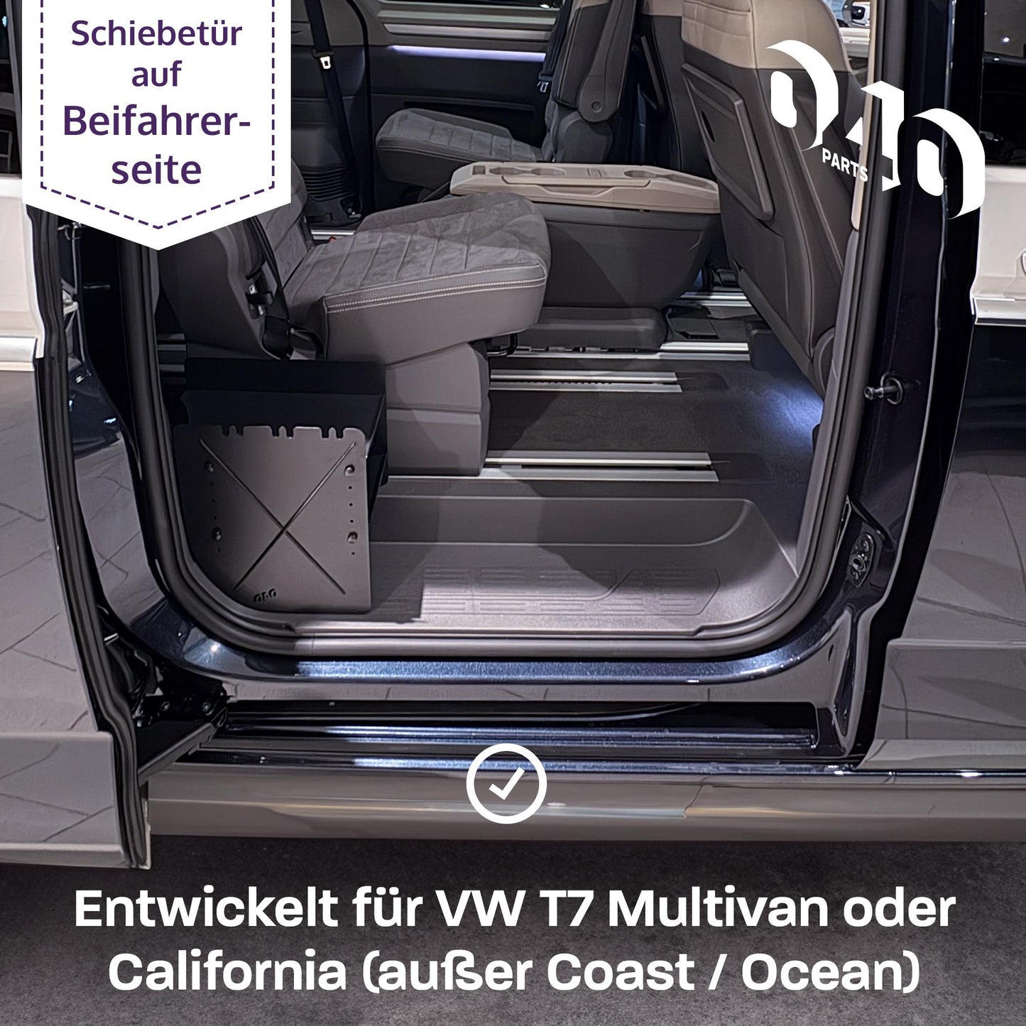 040 Parts Porte-chaussures NOIR CÔTÉ PASSAGER Accessoire compatible VW T7 California et Multivan Organiseur à chaussures Sac à chaussures