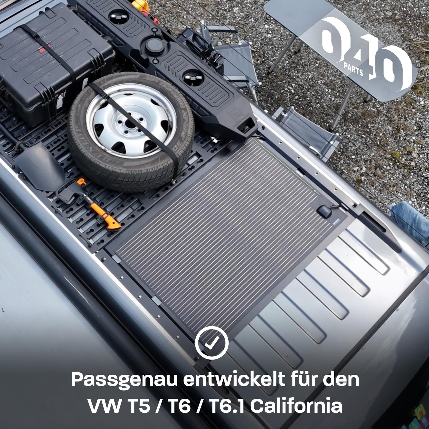 B-Ware : Porte-panneaux solaires 040 parts Noir Plaque de maintien en aluminium pour VW T5/T6/T6.1 California Panneau solaire Semiflex