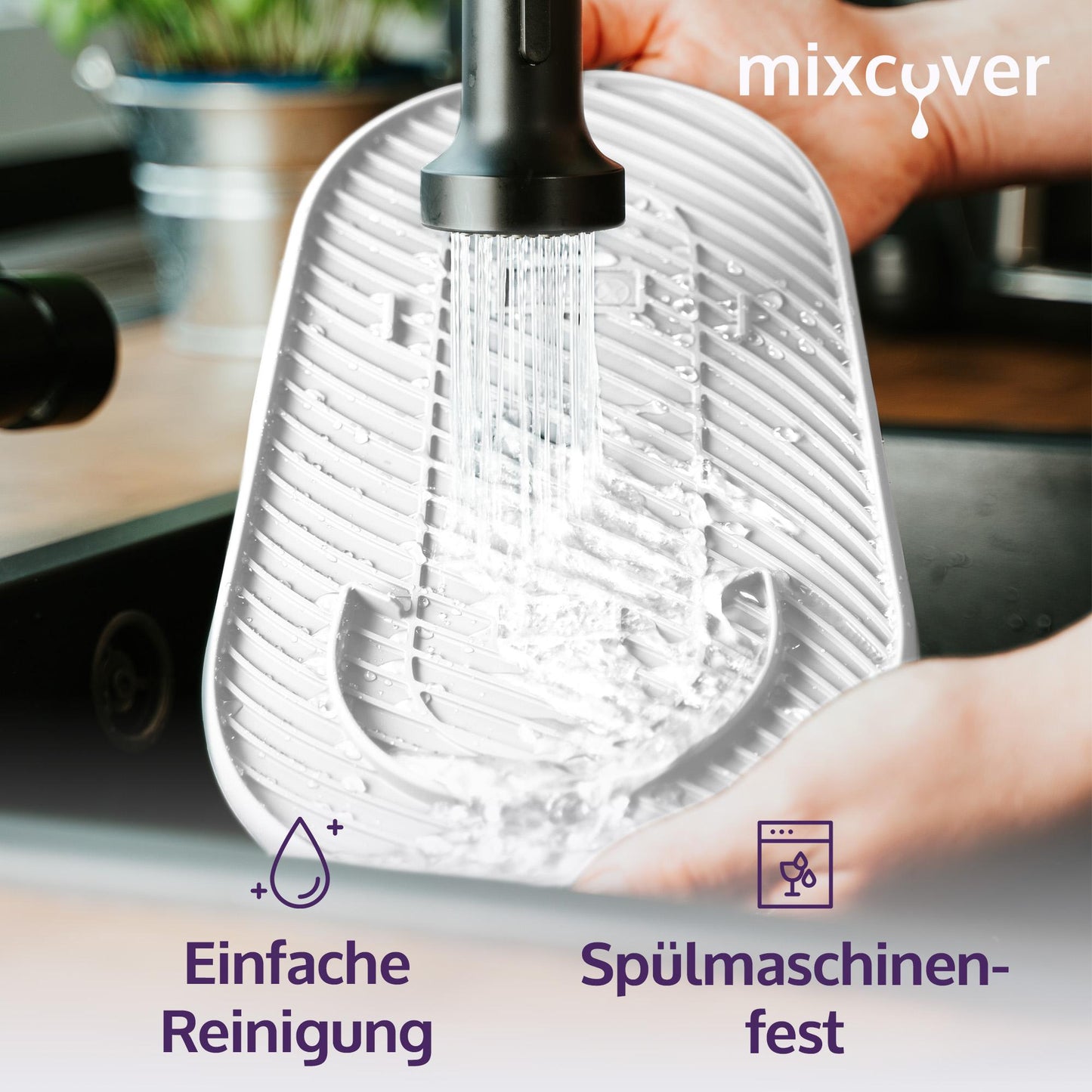 Mixcover Silikonmatte, Abtropfmatte, Untersetzer kompatibel mit SodaStream Duo, Tropfschutz Unterlage, Auffangschale, Abtropfschale, Anti-Rutsch aus Silikon - Farbe: Weiss