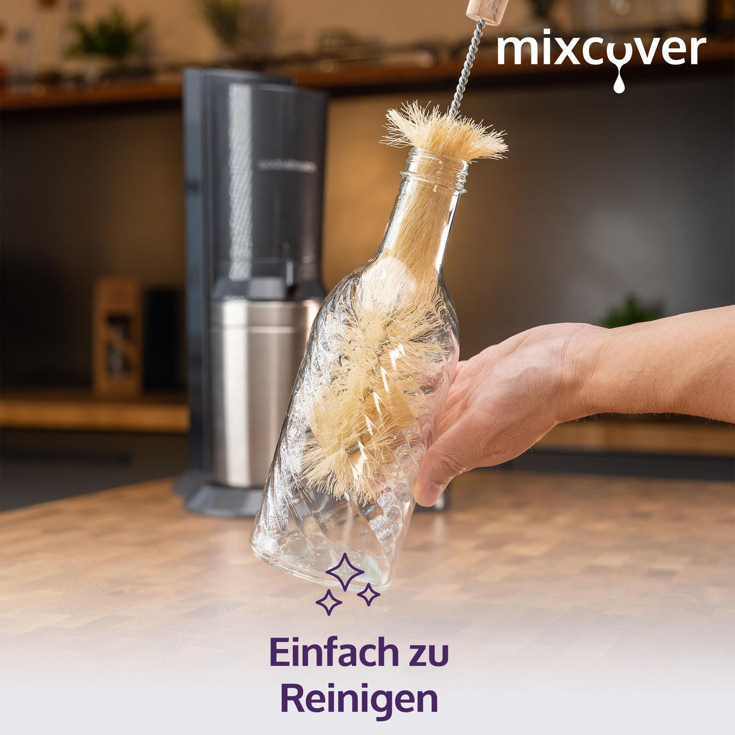 mixcover Glasflasche kompatibel mit SodaStream Crystal 2.0 und 3.0 mit 10% mehr Volumen Transparent