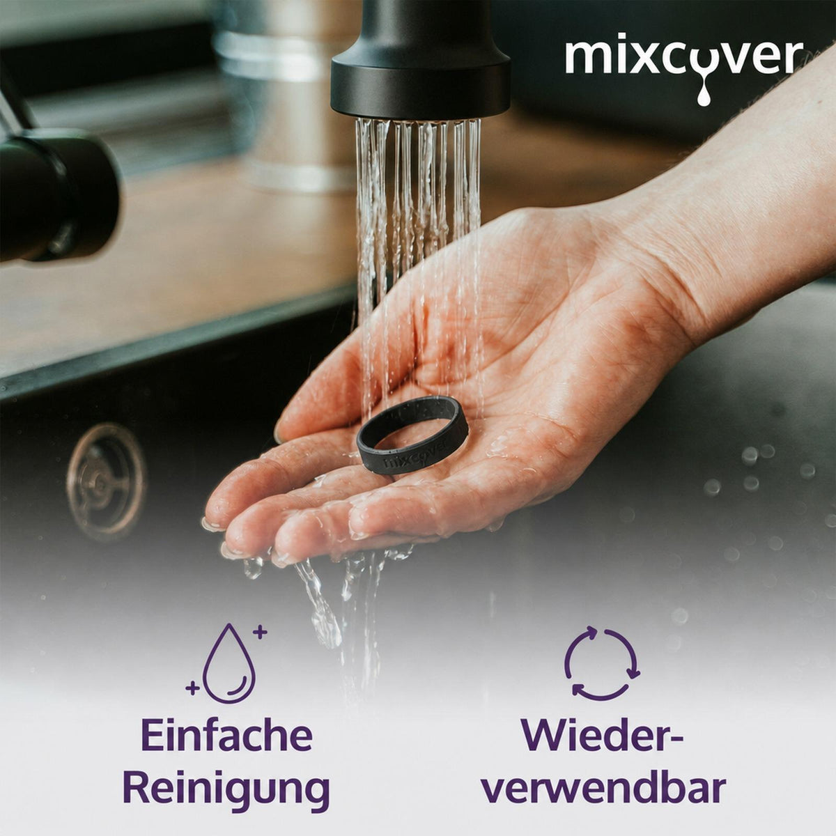 mixcover Silikonring Schwarz zum Markieren von Trinkflaschen - passend für SodaStream Flaschen
