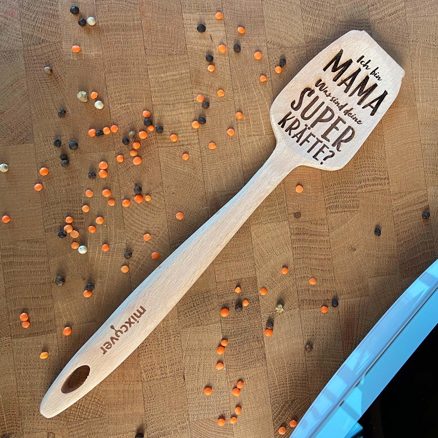 mixcover Duurzame Houten Spatel voor Thermomix TM6 TM5 TM31 Rotatiekelpel met Gravering - Stijl: Ik ben mama. Wat zijn jouw superkrachten?