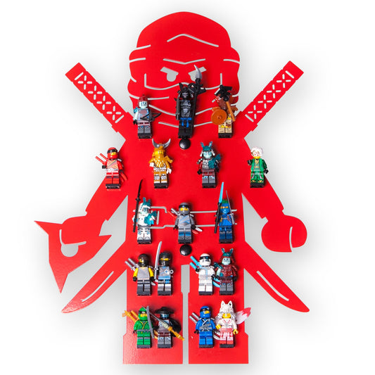 moin minis Ninja Rot Kinderzimmer Regal für 18 Minifiguren Klemmbausteinen