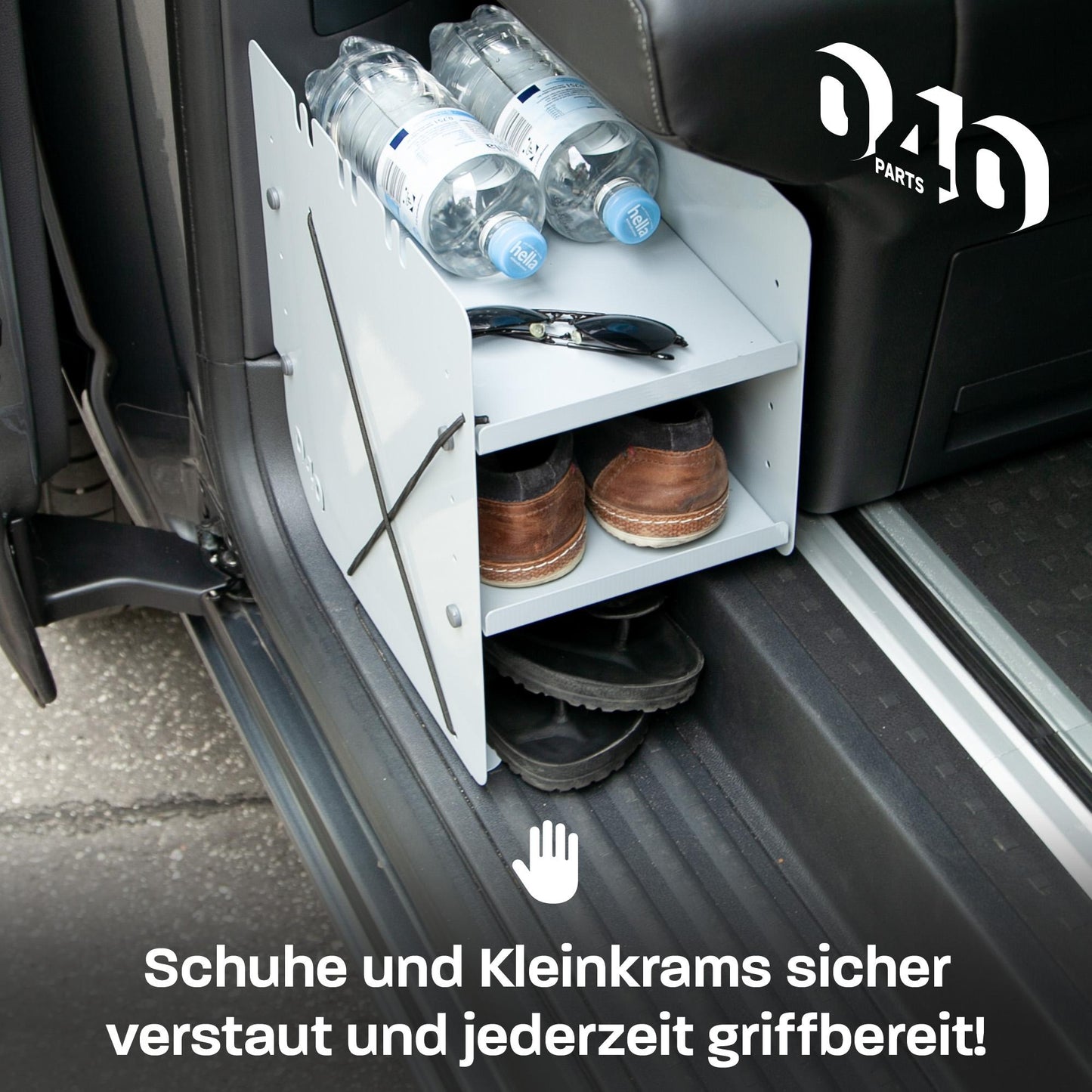 040 Parts Schuhregal GRAU BEIFAHRERSEITE Zubehör passend für VW T5 T6 T6.1 Schuhorganizer Schuhtasche