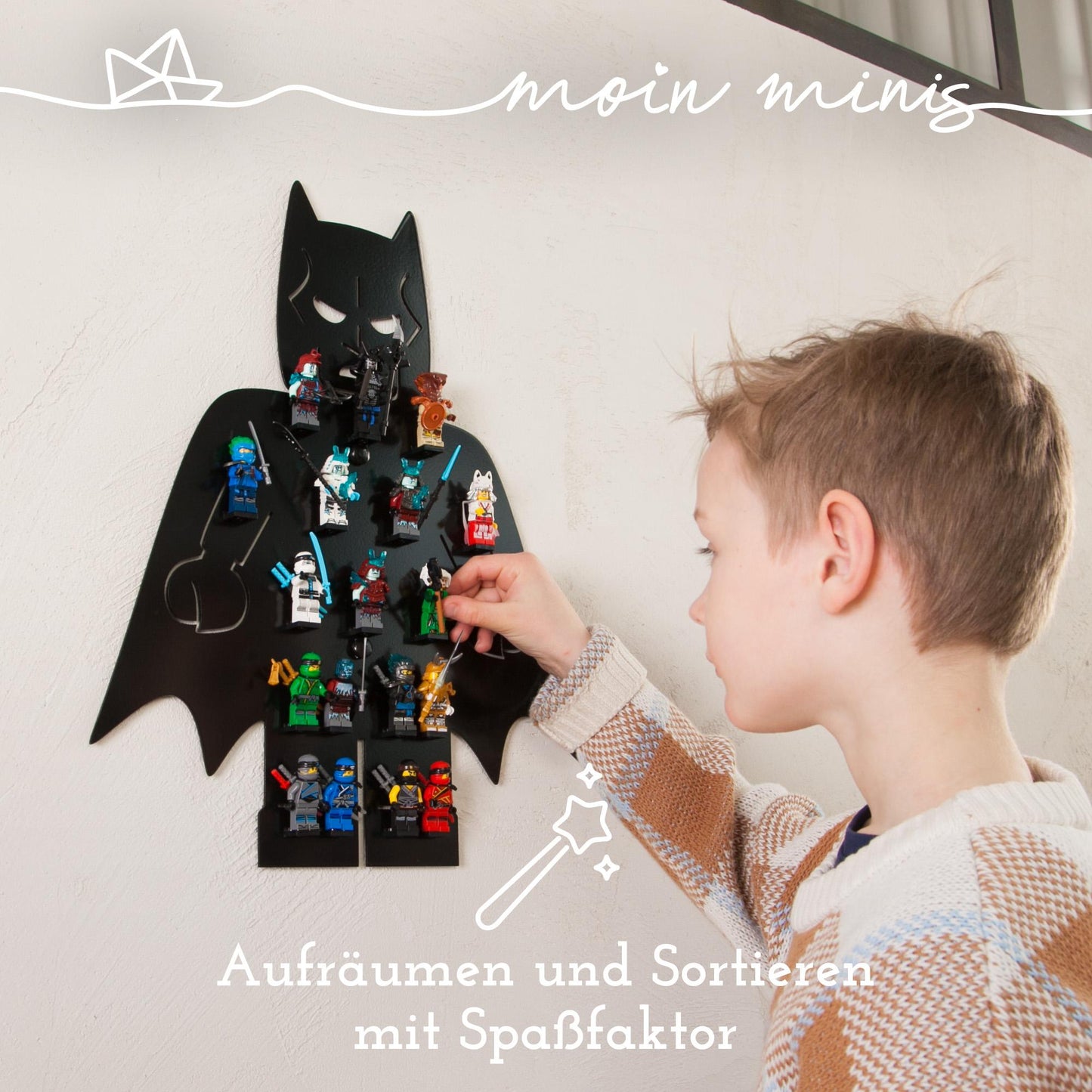 moin minis Batman Kinderzimmer Regal für 18 Minifiguren Klemmbausteinen