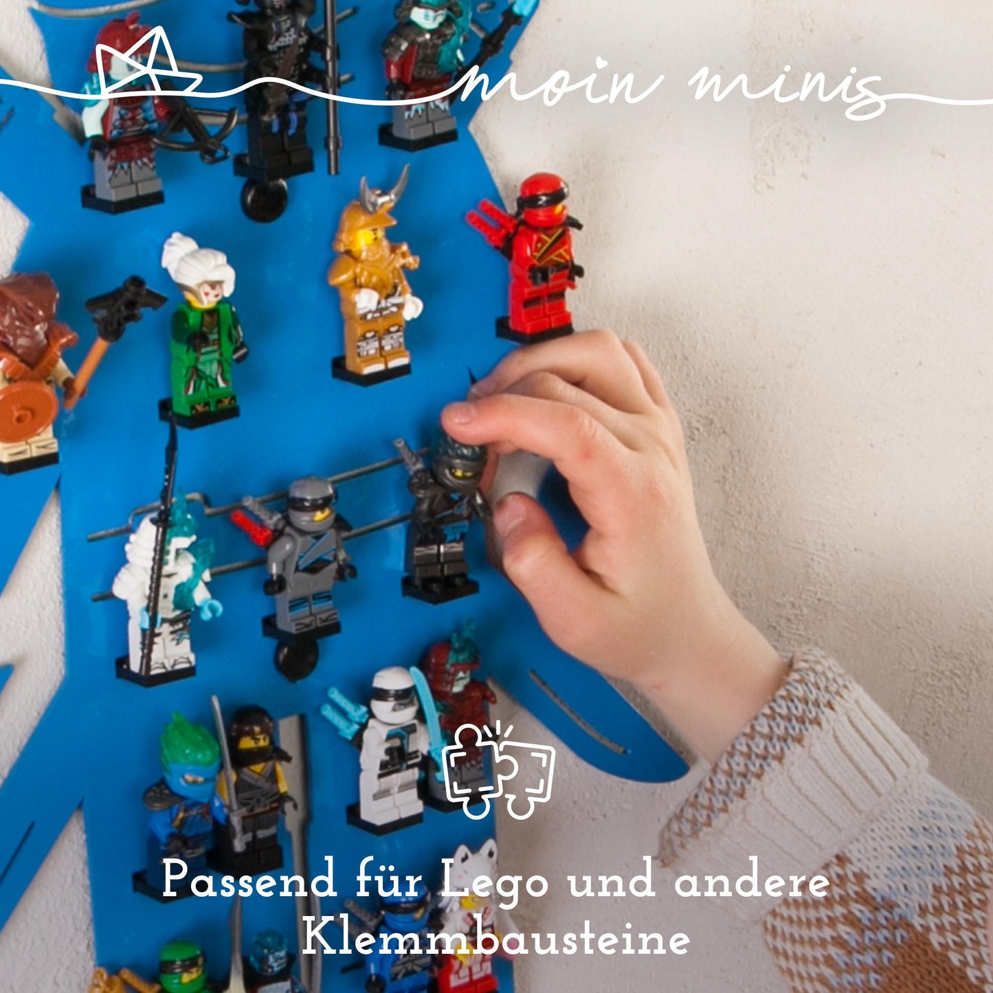 moin minis Ninja Blau Kinderzimmer Regal für 18 Minifiguren Klemmbausteinen
