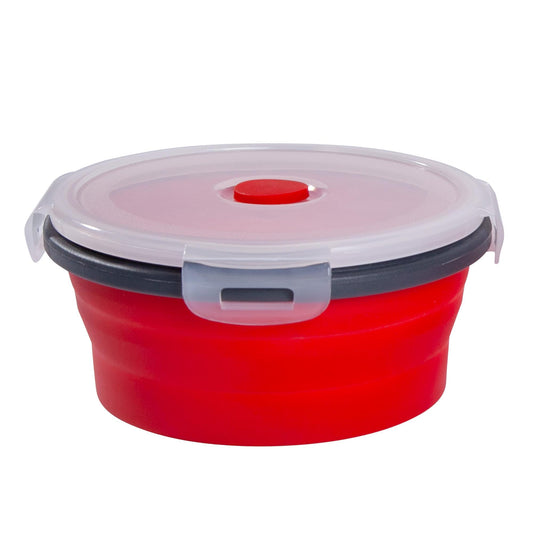 mixcover faltbare Frischhaltedose mit Deckel aus Silikon Bentobox Brotdose Lunchbox Picknick Camping Schüssel BPA-frei platzsparend 500 ml rot