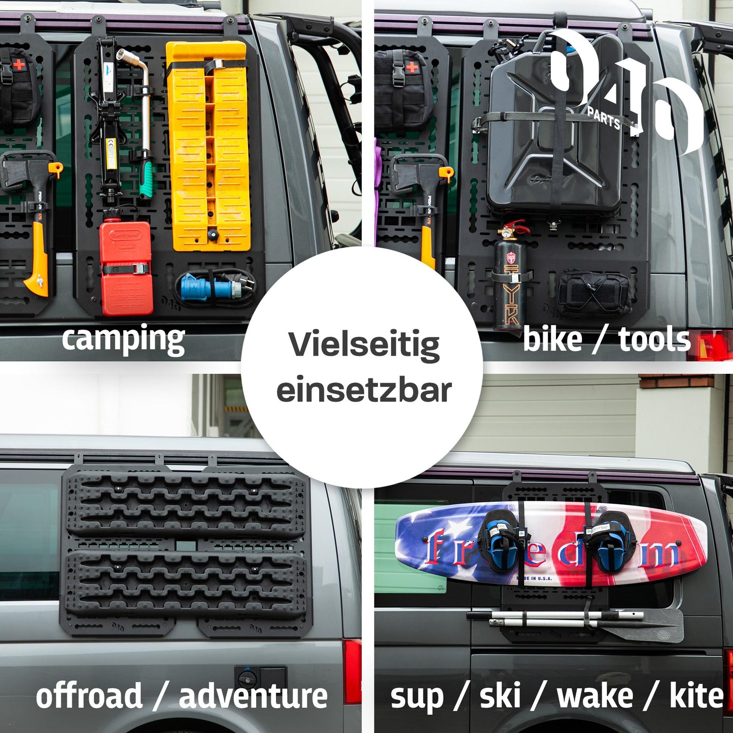 040 Parts Molle Board für VW T5 T6 T6.1 California Universelle Gerätehalterung und zusätzlicher Stauraum für Camping und Outdoor