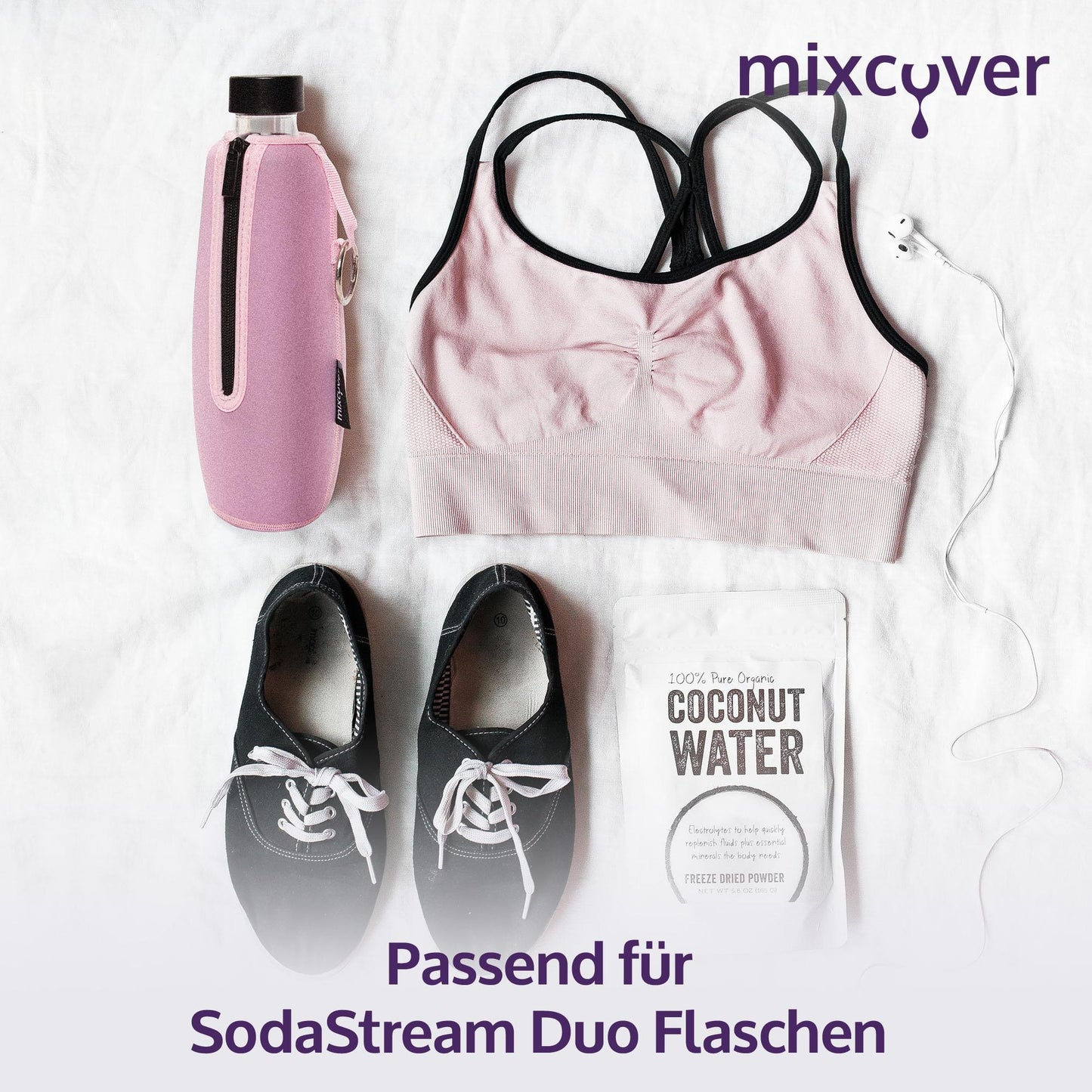 mixcover isolierter Flaschenschutz Sleeve kompatibel mit SodaStream Duo Glasflaschen Schutzhülle für Flaschen, Schutz vor Bruch und Kratzern, Farbe Schwarz