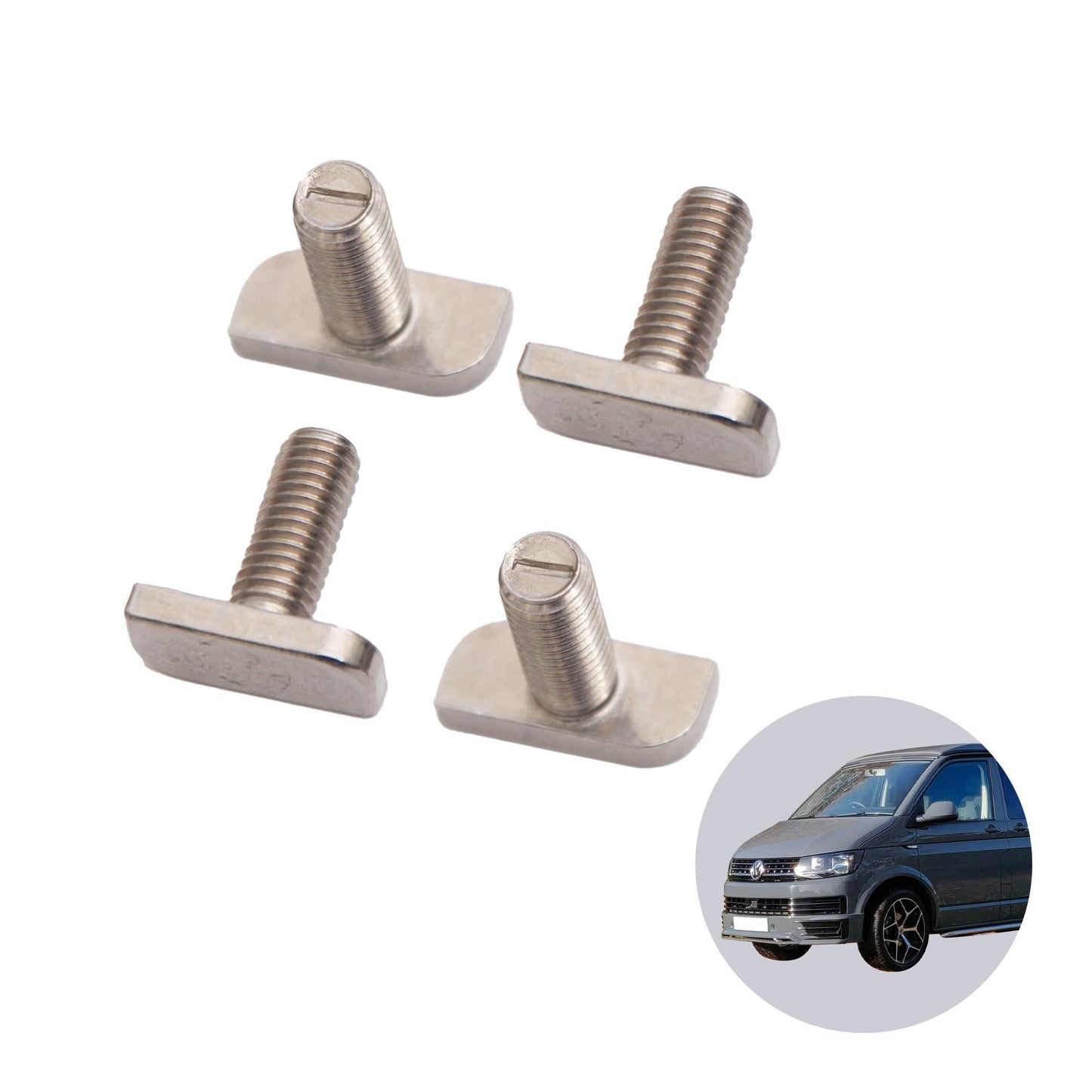 040Parts Edelstahl T-Schraube 4er Set für Schienen mit C-Profil für VW T5 T6 T6.1 und Camper T Schraube Hammerkopfschraube