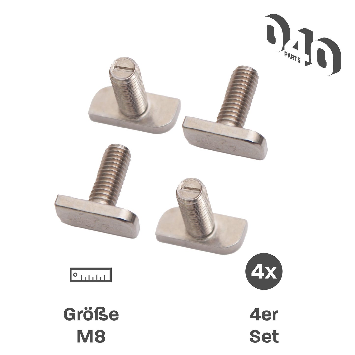 040Parts stainless steel T-screw set of 4 for rails with C-profile for VW T5 T6 T6.1 and Camper T screw hammer head screw