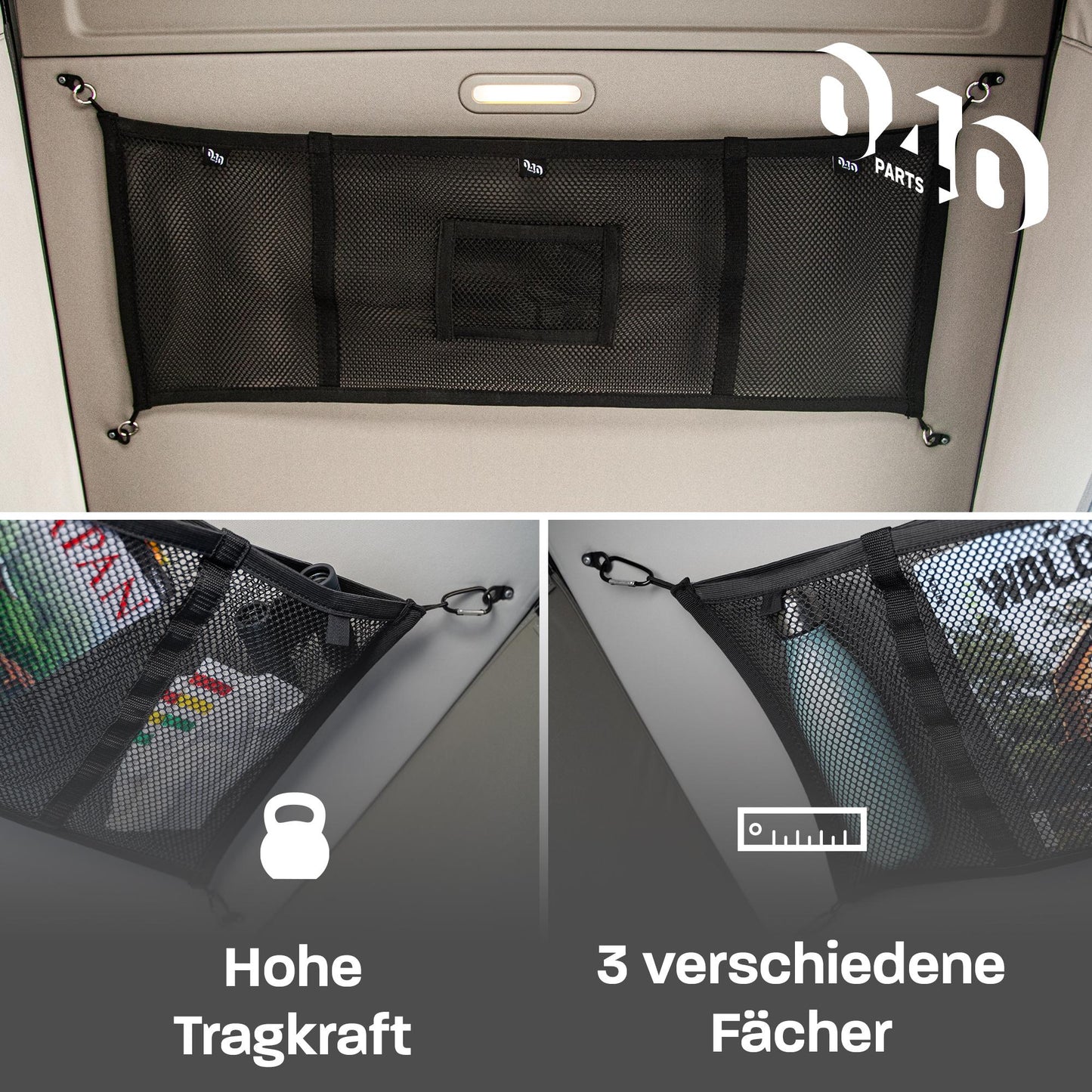 040Parts Gepäck-Netz Kombi-Aufbewahrungs-Netz für Aufstelldach und Innenraum kompatibel mit VW T7 Neuer California