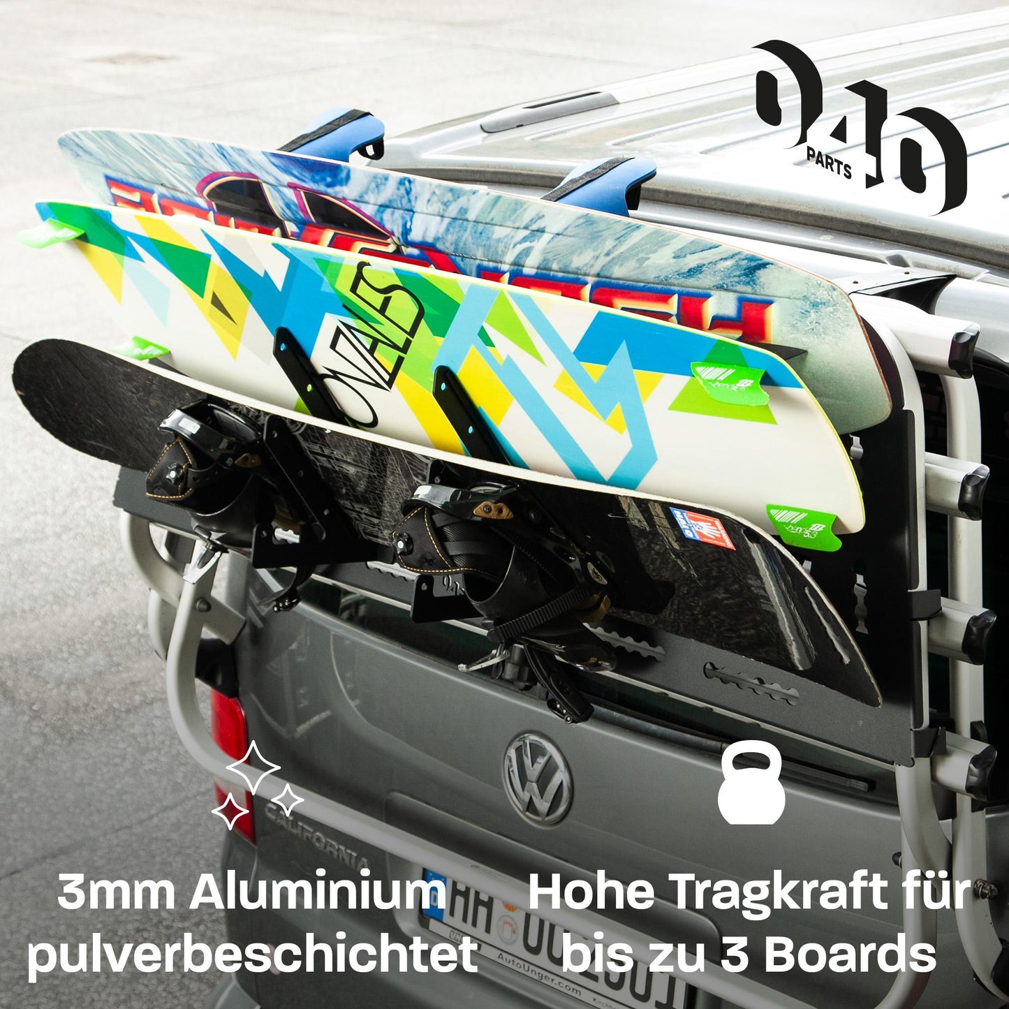 040 Parts universeller Wakeboard Kiteboard Snowboard Halter kompatibel mit Molle board für VW T5 T6 T6.1 oder andere