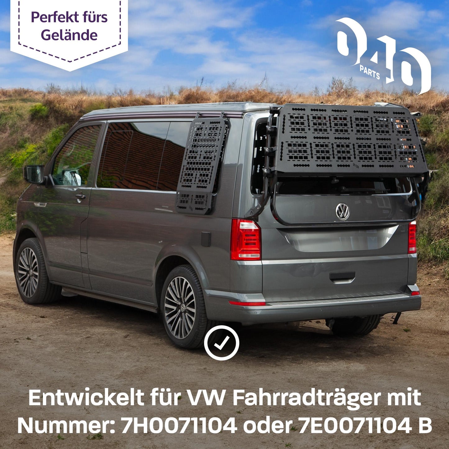 040 Parts Molle Board für VW T5 T6 T6.1 Fahrradträger Gepäckträger Offroad Zubehör kompatibel mit original Heckträger LOGO