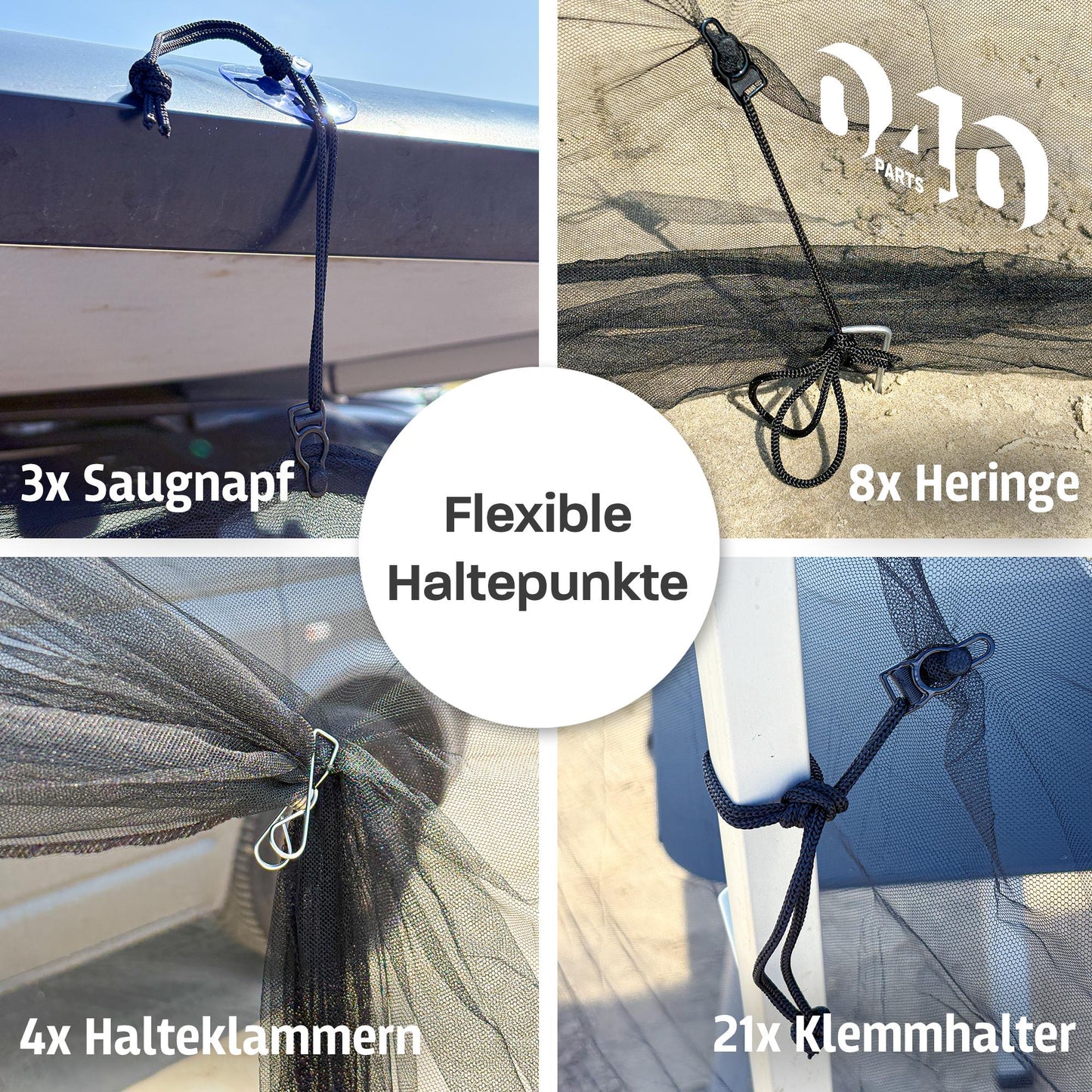 040 parts Moskitonetz für Markisen bei Campern Caravans Vans Wohnmobile und für den VW T5 T6 T6.1 California mit Thule, Fiamma oder Dometic Markisen