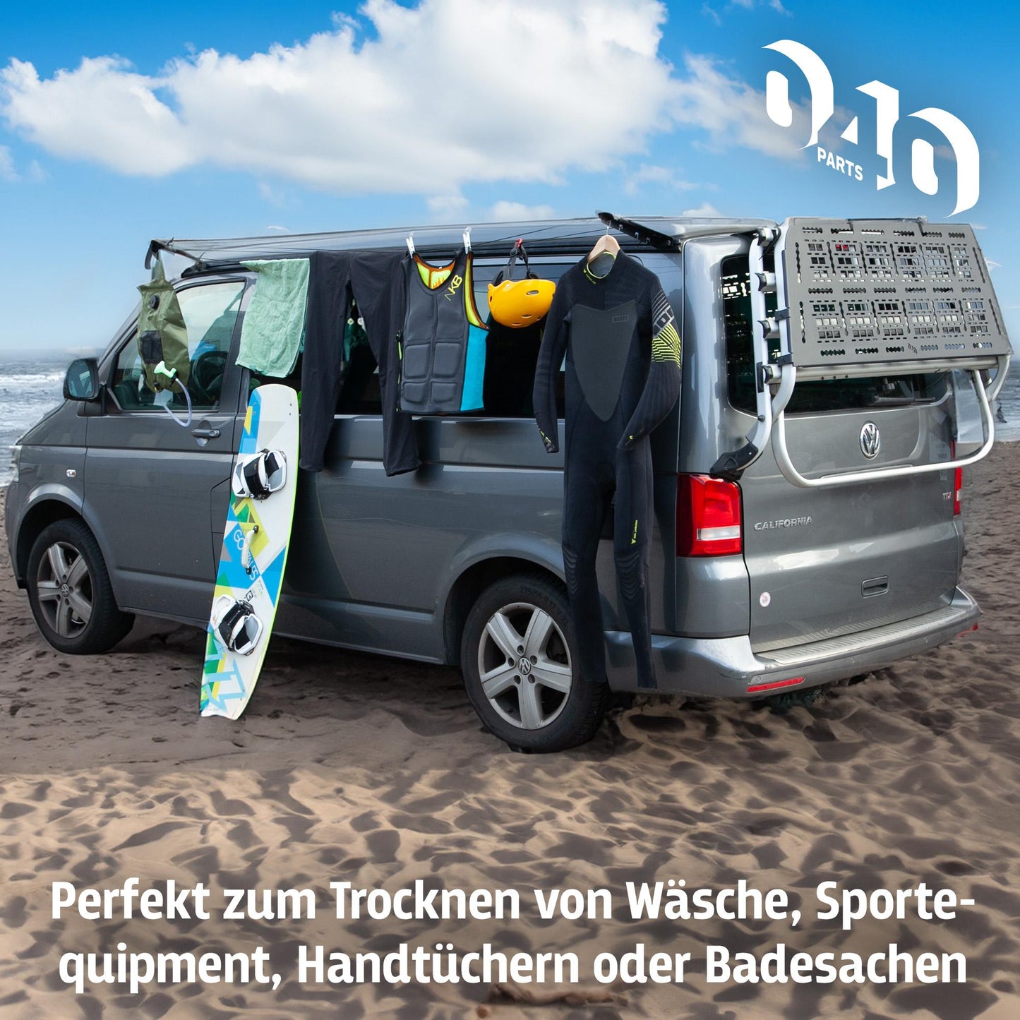 040 parts Wäscheleine für VW T5, T6, T6.1 und Opel Crosscamp  Trockne deine Wäsche direkt am Camper!