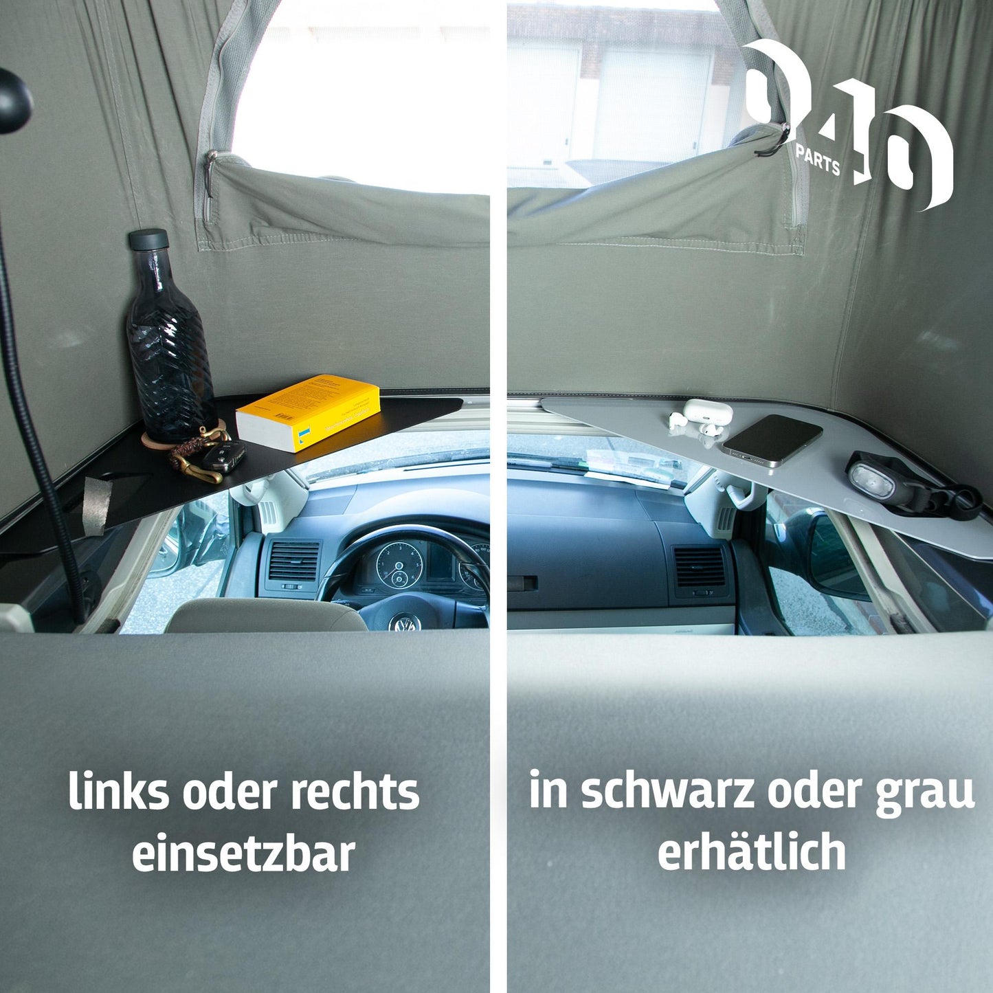 040 parts Ablagefläche schwarz für das Dachzelt deines VW T5 T6 T6.1 California - Regalboden Ablage Fach Mehr Stauraum