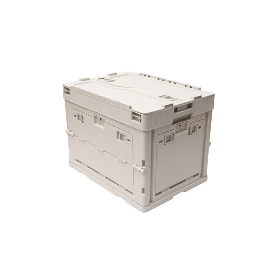 040Parts Folding Box 30L Collapsible Grey Stackable Transport Box with Fold-Down Lid Boot Organizer Storage Box Foldable
