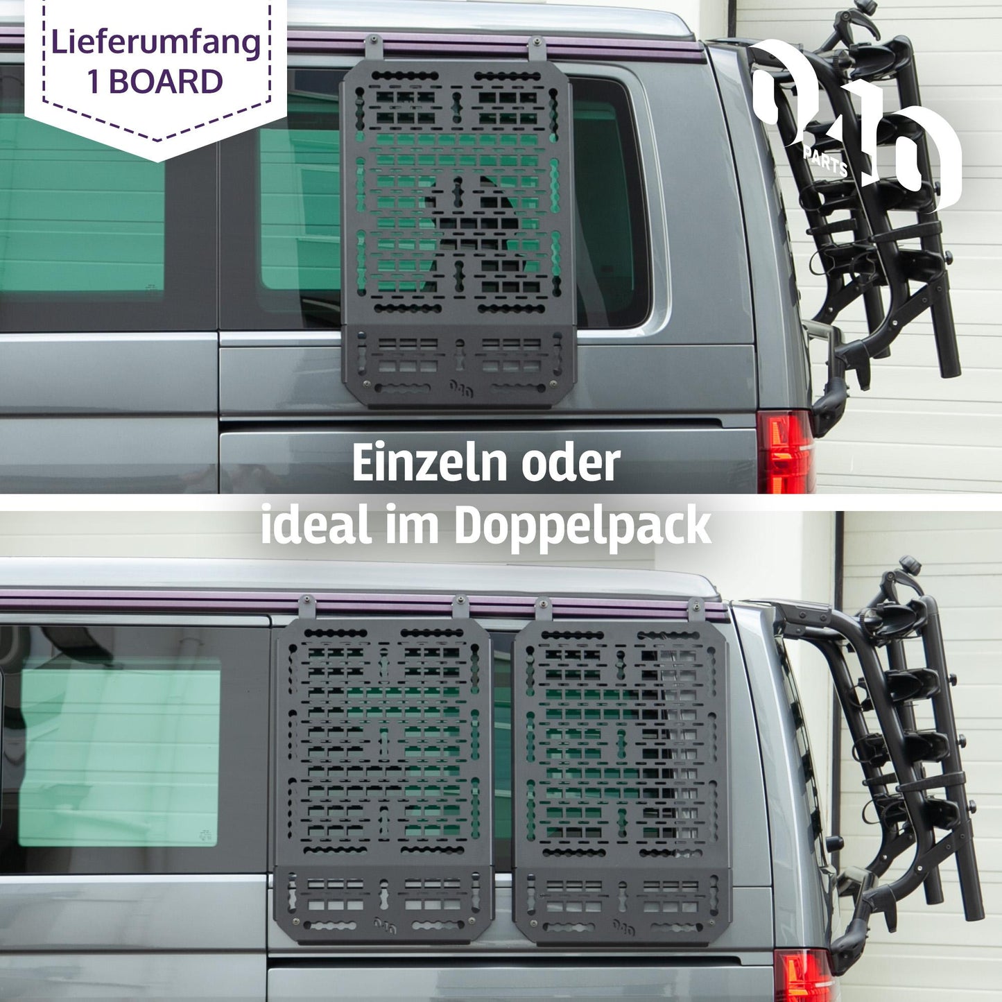 040 Parts Molle Board für VW T5 T6 T6.1 mit Reimo Multirail oder Brandrup Top-Rail Universelle Gerätehalterung