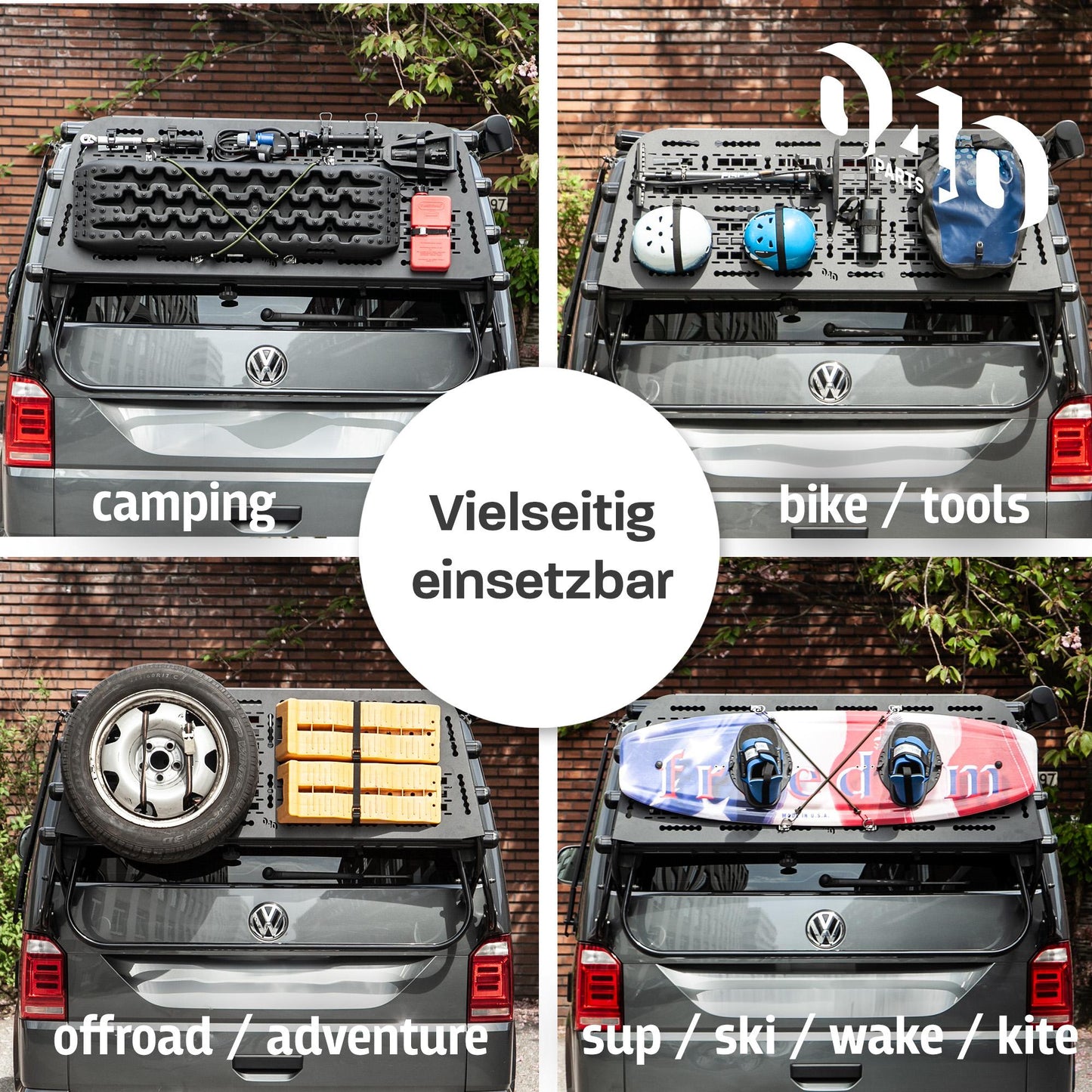 B-Stock: 040 Parts Molle Board for VW T5 T6 T6.1 bike rack luggage rack offroad accessories compatible with original rear carrier LOGO