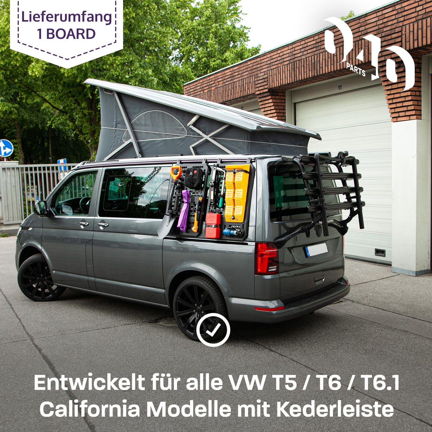 040 Parts Molle Board für VW T5 T6 T6.1 Transporter oder Multivans ohne C-Schiene Universelle Gerätehalterung