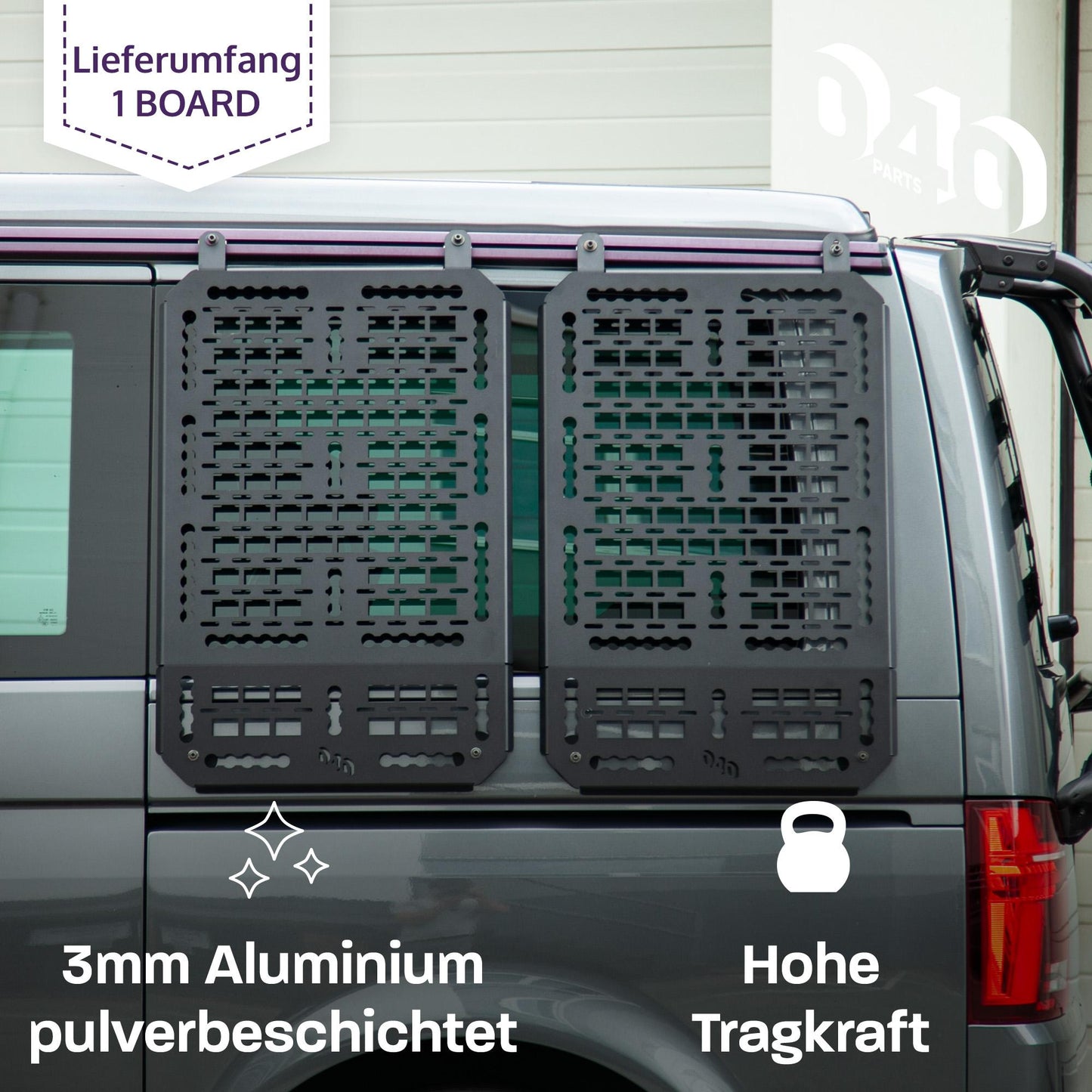 040 Parts Molle Board für VW T5 T6 T6.1 Transporter oder Multivans mit C-Schiene Universelle Gerätehalterung