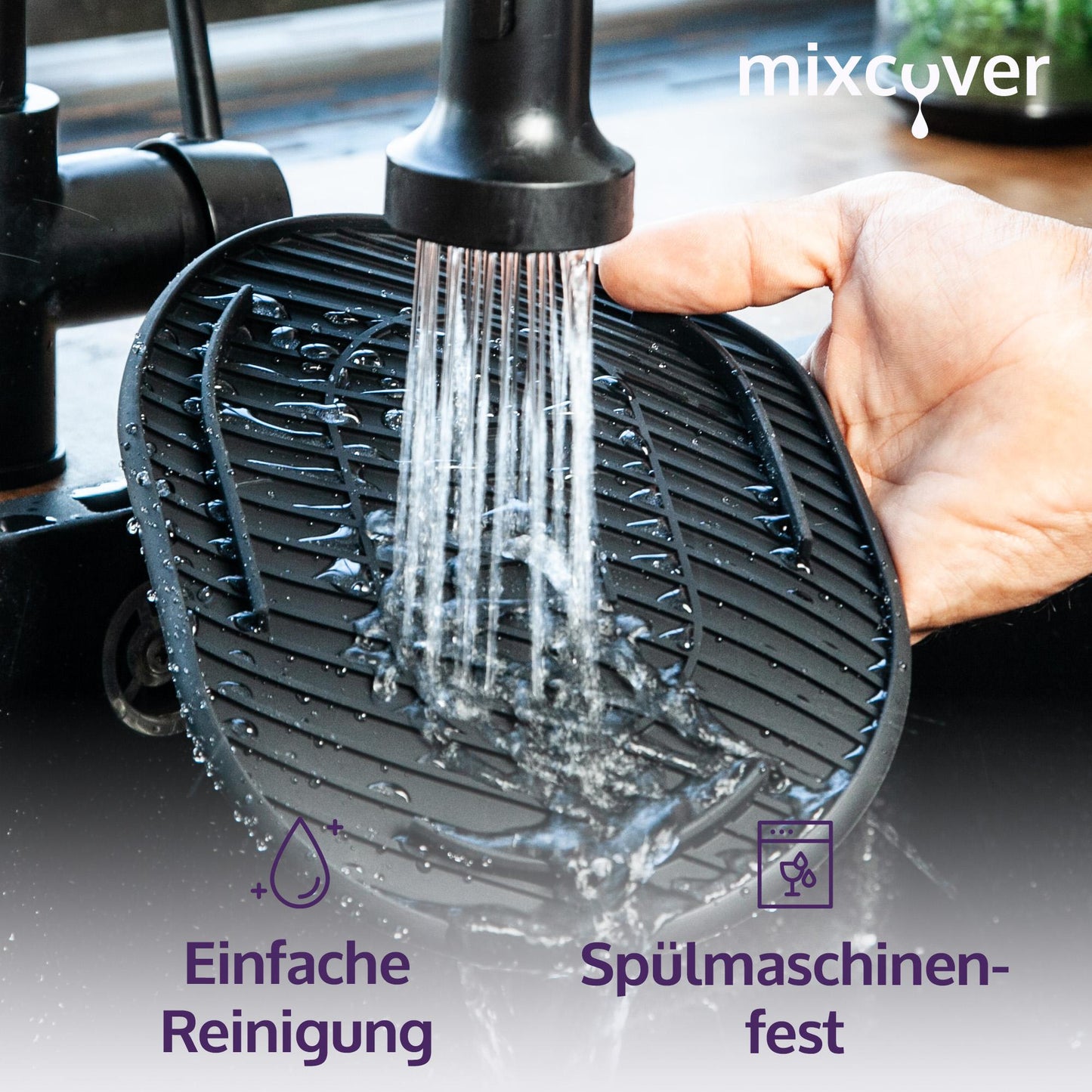 Mixcover schwarze Silikonmatte, Abtropfmatte, Untersetzer kompatibel mit SodaStream Terra Anti-Rutsch aus Silikon