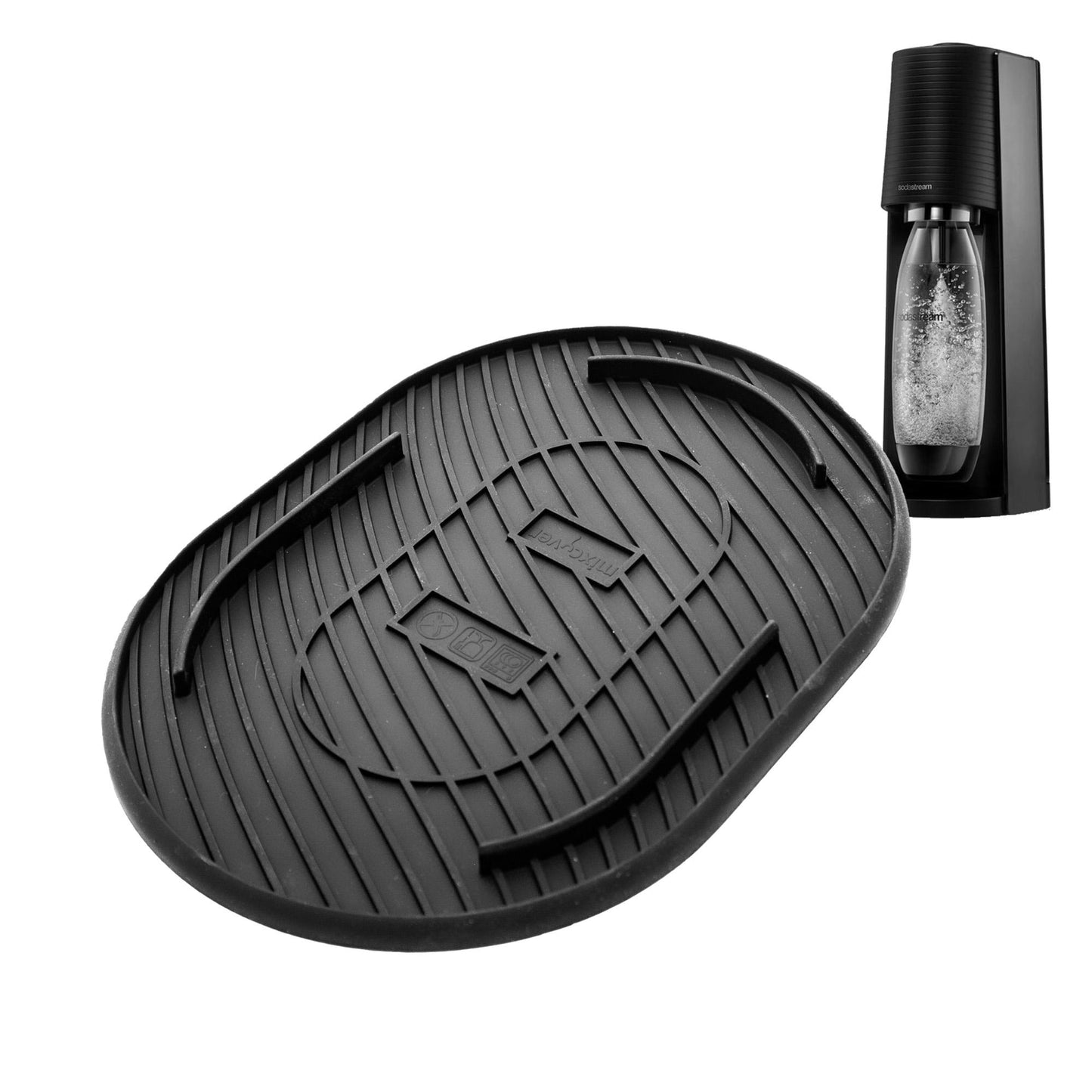 Mixcover black silicone mat, drip mat, coaster compatible with SodaStream Terra anti-slip made of silicone