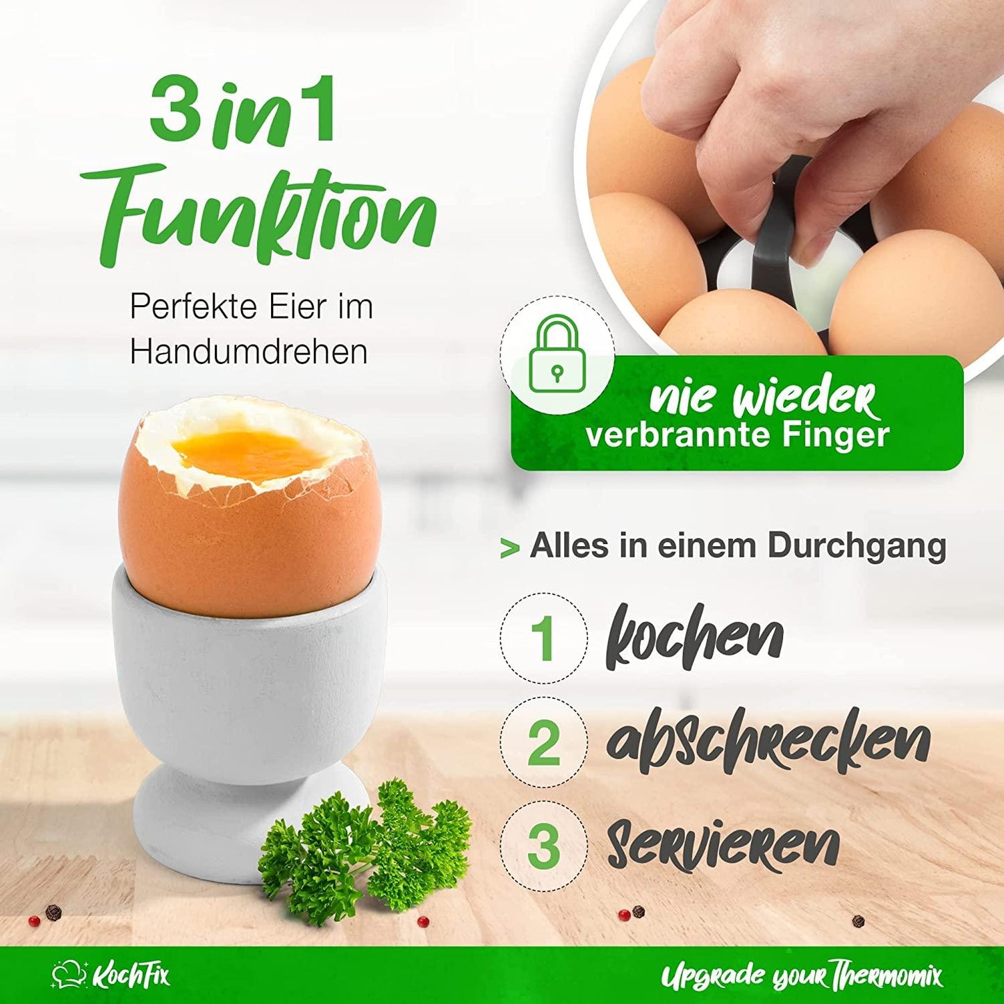 KochFix Eierhalter Eierkocher Zubehör für den Thermomix Garkorb geeignet für TM6 TM5 und TM31 - Mixcover - Mixcover