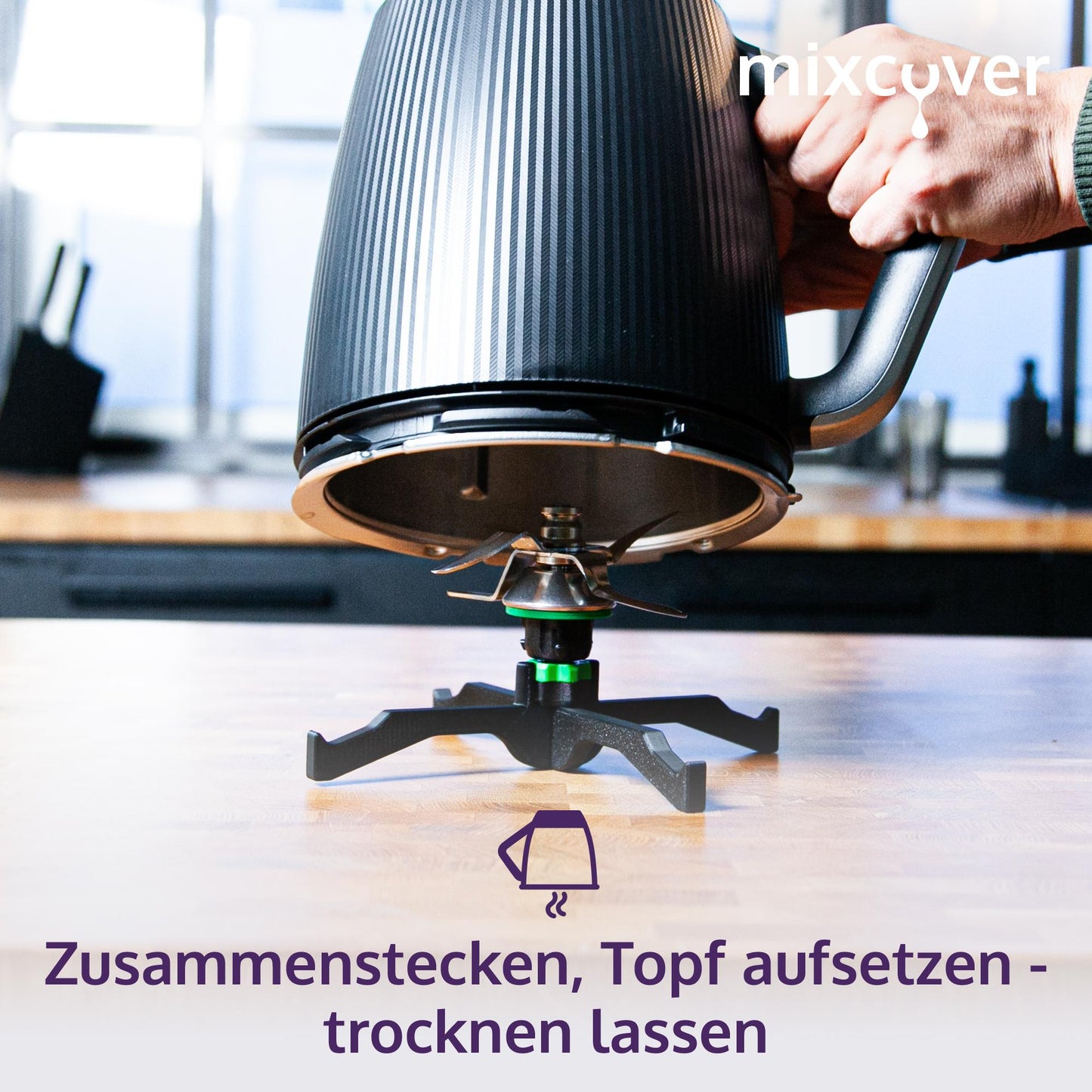 Mixcover Mixtopf Abtropfgestell für Vorwerk Thermomix TM7 TM6 TM5 Topfhalter mit Messerhalter