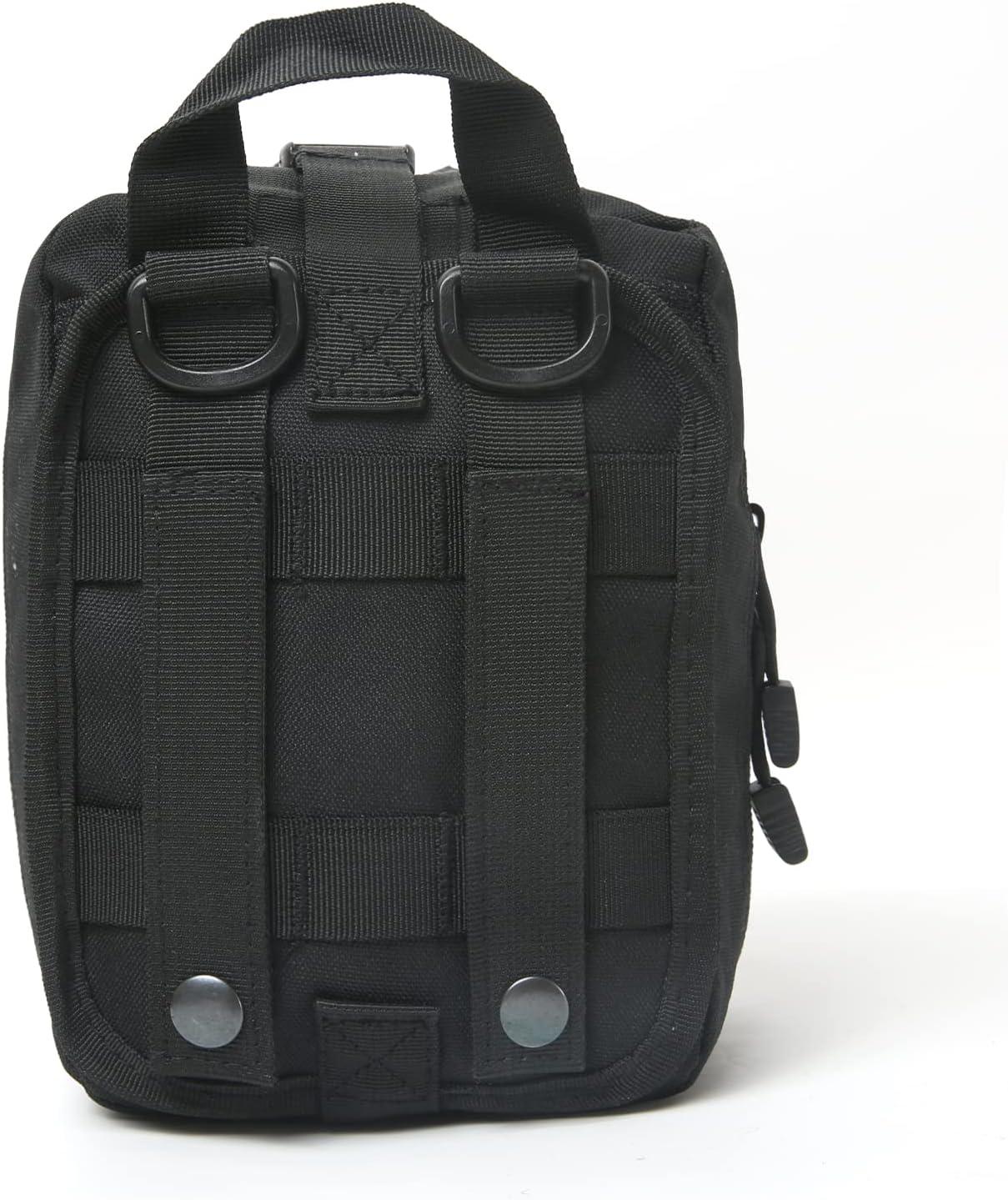 040 Parts Универсална чанта Molle, многофункционална за първа помощ, инструменти и къмпинг, със сваляща се носеща плоча и презрамка - черна