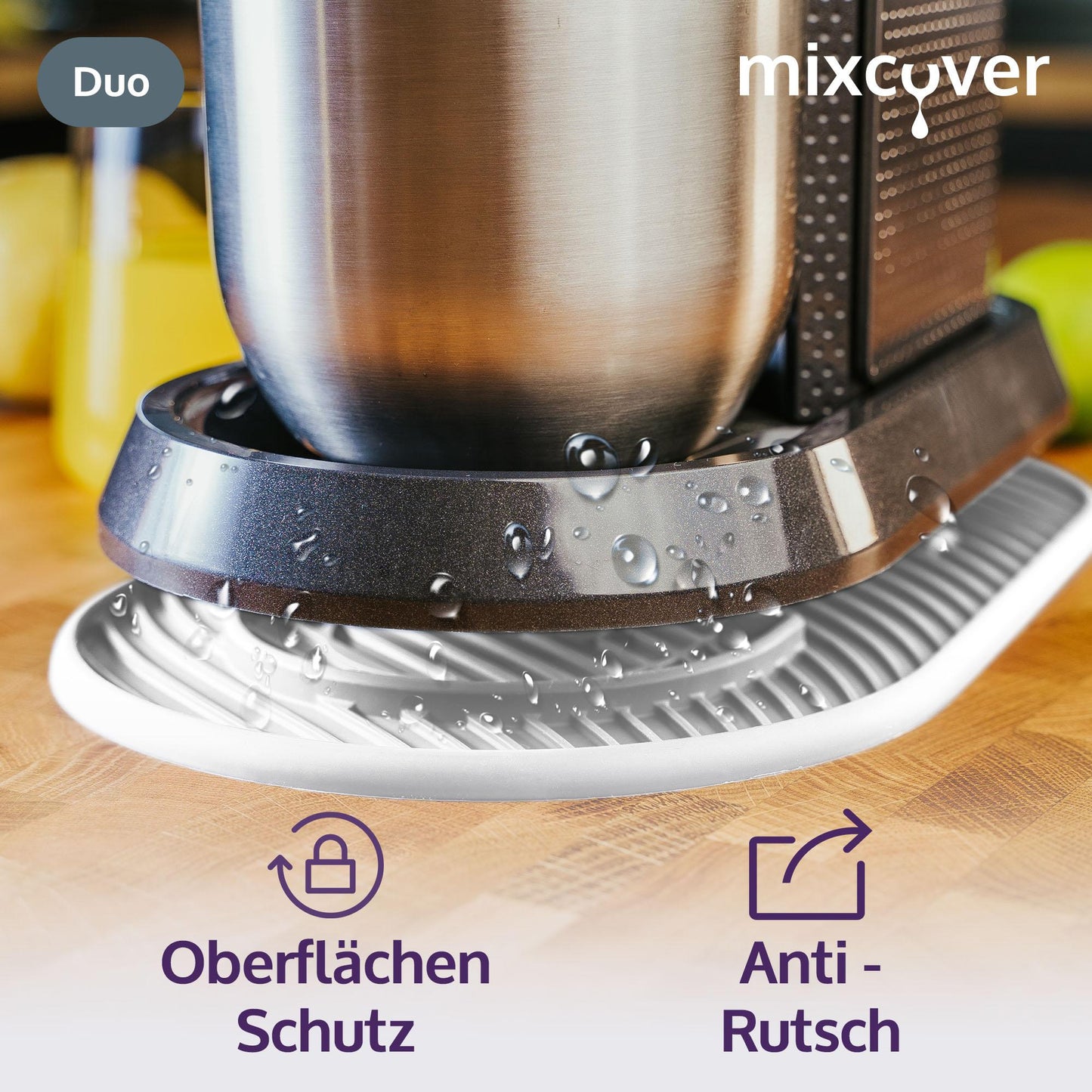 Mixcover Silikonmatte, Abtropfmatte, Untersetzer kompatibel mit SodaStream Duo, Tropfschutz Unterlage, Auffangschale, Abtropfschale, Anti-Rutsch aus Silikon - Farbe: Weiss
