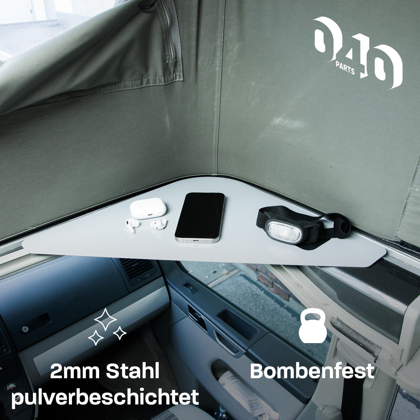 040 parts Plateau de rangement gris pour votre tente de toit VW T5 T6 T6.1 T7 California - Étagère de rangement Compartiment Plus d'espace de stockage