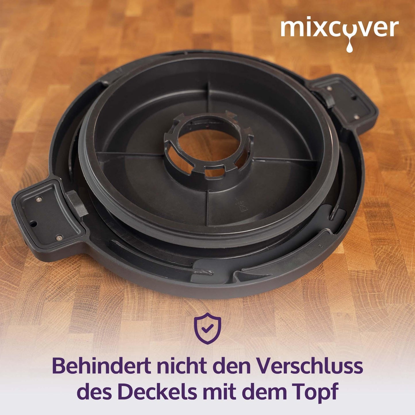 mixcover Държач за капак съвместим с Monsieur Cuisine Connect, защита от капене за поставяне и оттичане на капака на аксесоара Monsieur Cuisine Connect - Цвят: Черен FBM