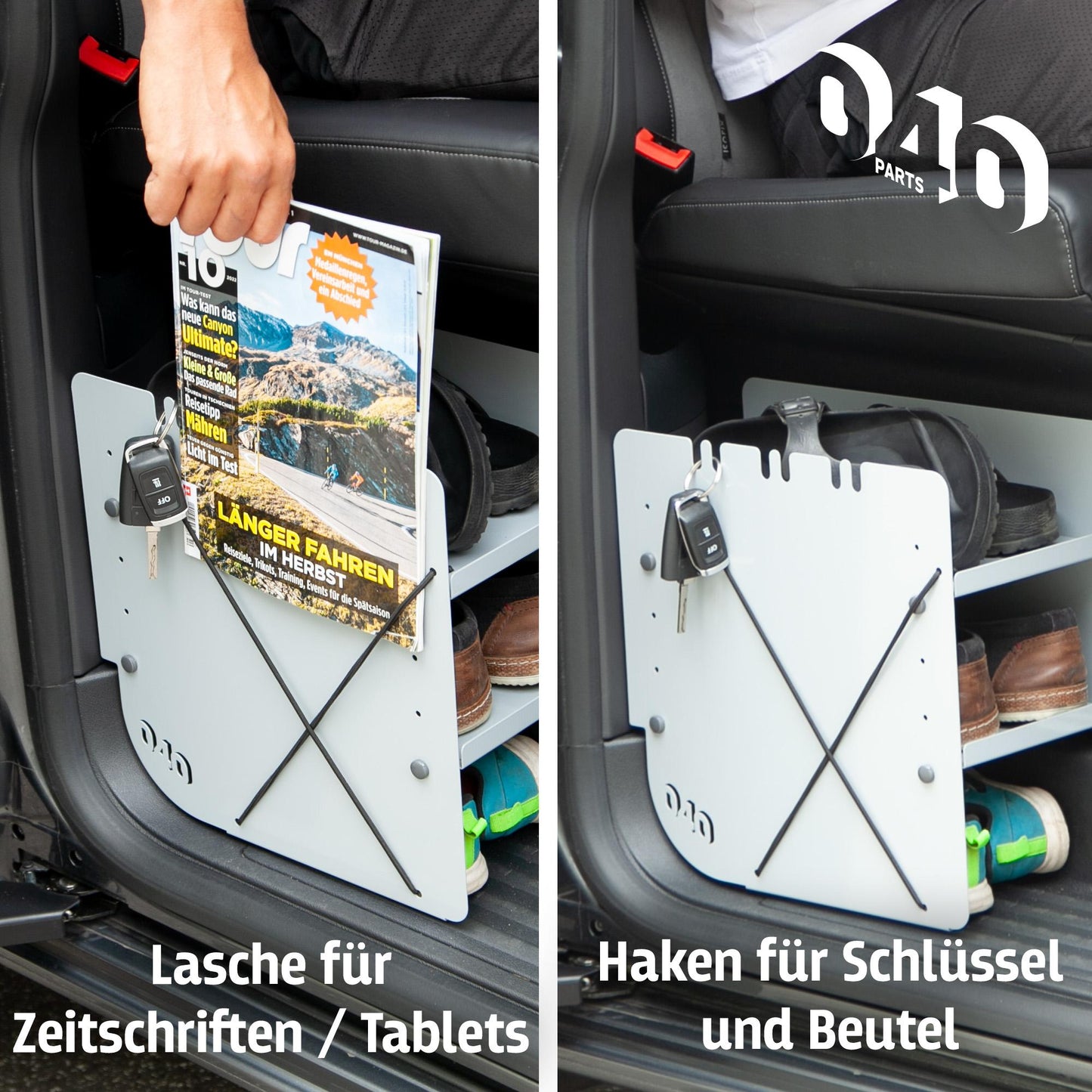 B-Ware: 040 Parts Schuhregal GRAU FAHRERSEITE Zubehör passend für VW T5 T6 T6.1Schuhorganizer Schuhtasche