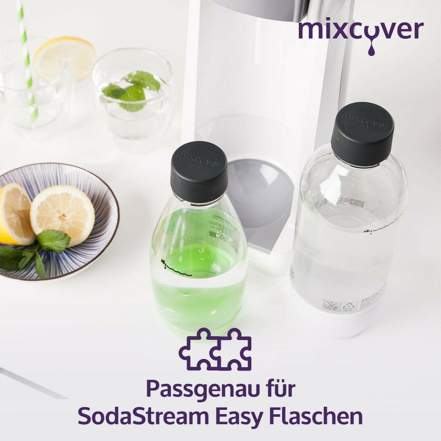 mixcover Coperchio di ricambio compatibile con bottiglie in plastica PET SodaStream - Confezione da 3