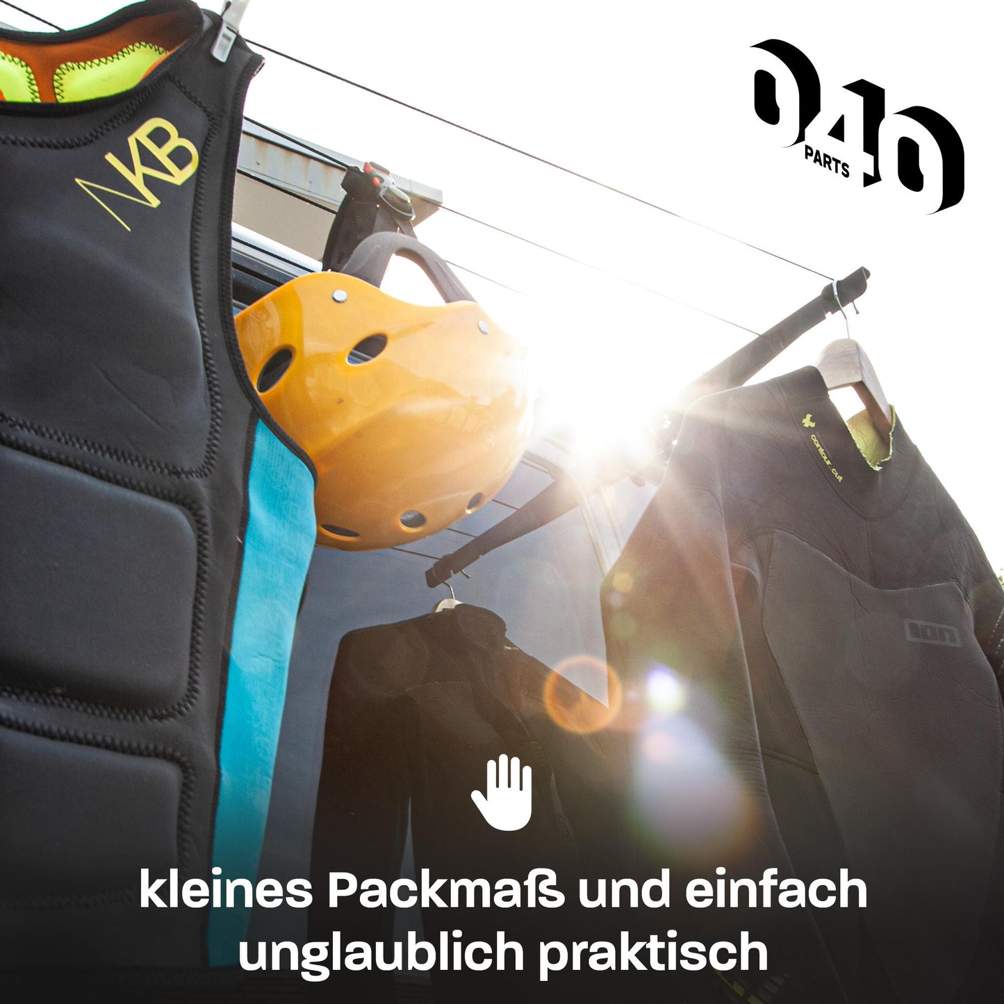 B-Stock: 040 parts Clothesline for VW T5, T6, T6.1 and Opel Crosscamp Dry your laundry right at your camper!