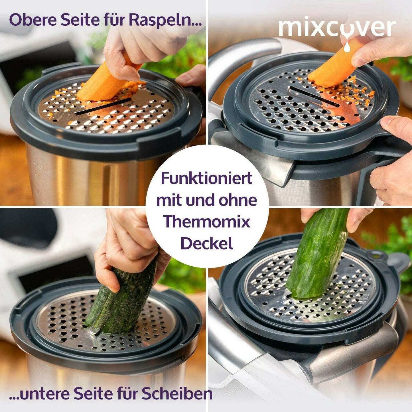 mixcover Reibe für Gemüse, Obst und Käse Gemüsereibe für den Thermomix TM6 und TM5 - Ansicht 5 | Mixcover