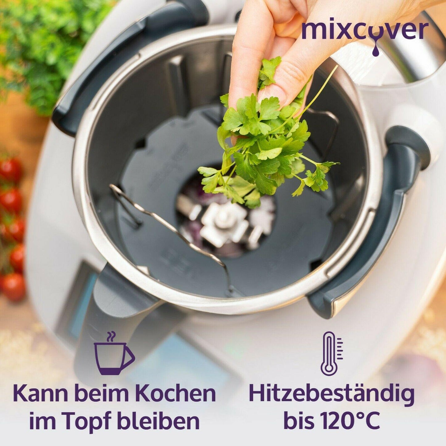 mixcover Mixtopf Verkleinerung für Thermomix TM6 TM5 Häcksel Helfer, Verkleinert den Mixtopf für effizienteres Häckseln, Pürieren ,Schneiden