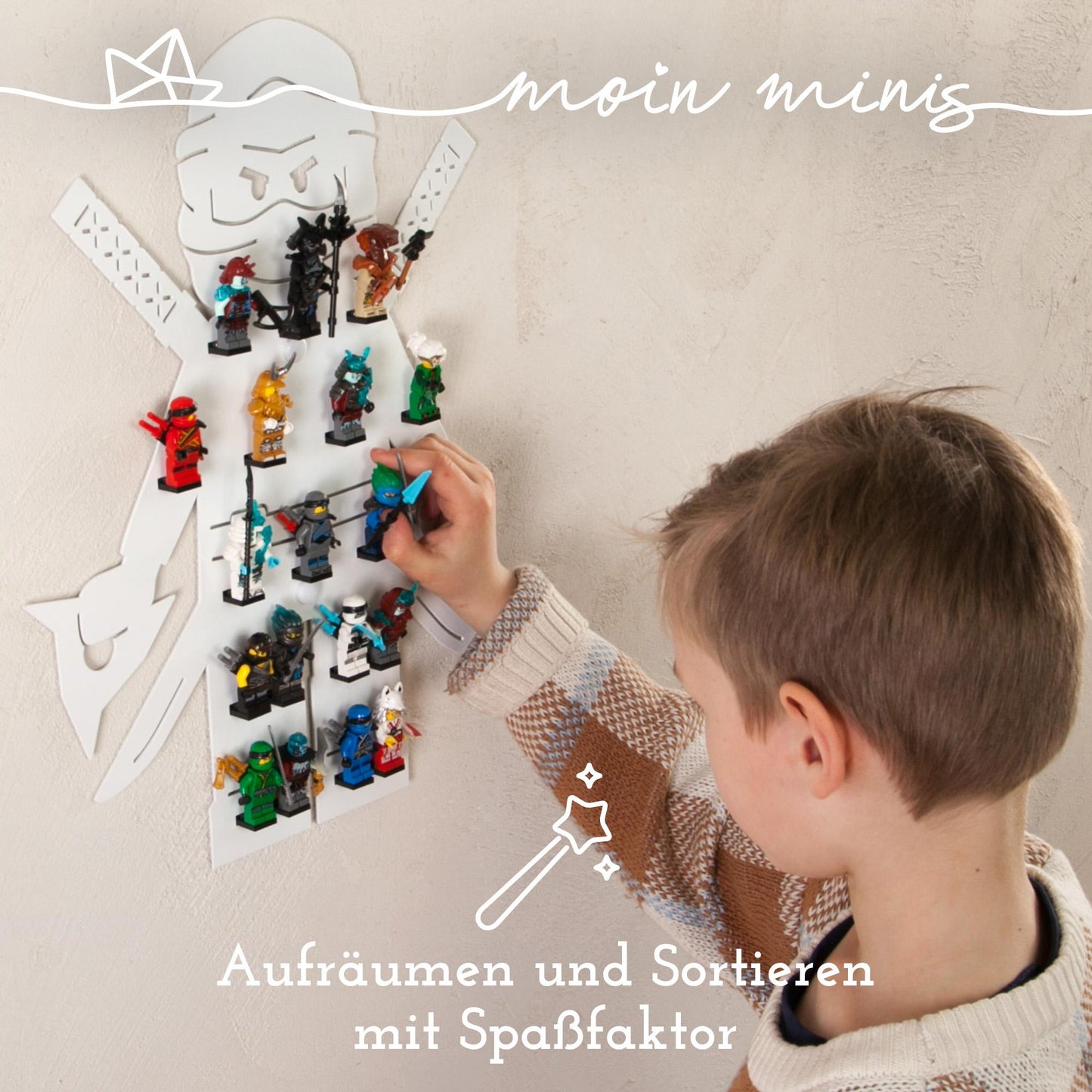 B-Ware: moin minis Ninja Bianco Libreria Camera dei Bambini per 18 Minifigure Mattoncini a Pressione