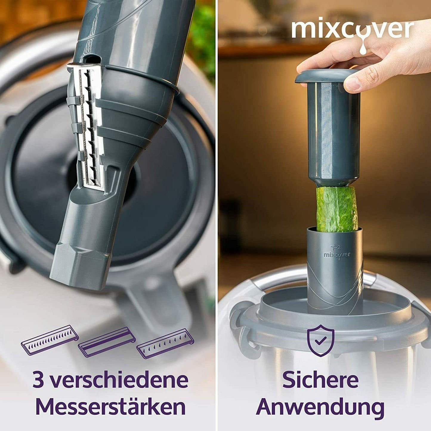 mixcover Spiralschneider Gemüsenudeln schneiden kompatibel mit Thermomix TM6 TM5