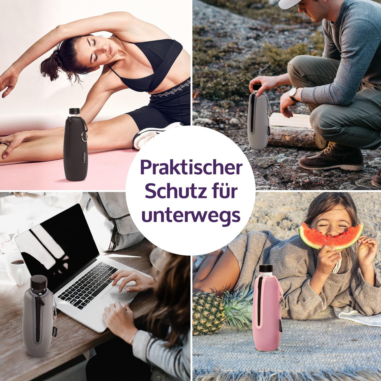 mixcover insulated bottle protection sleeve compatible with SodaStream Duo glass bottles protective cover for bottles, protection against breakage and scratches, color pink