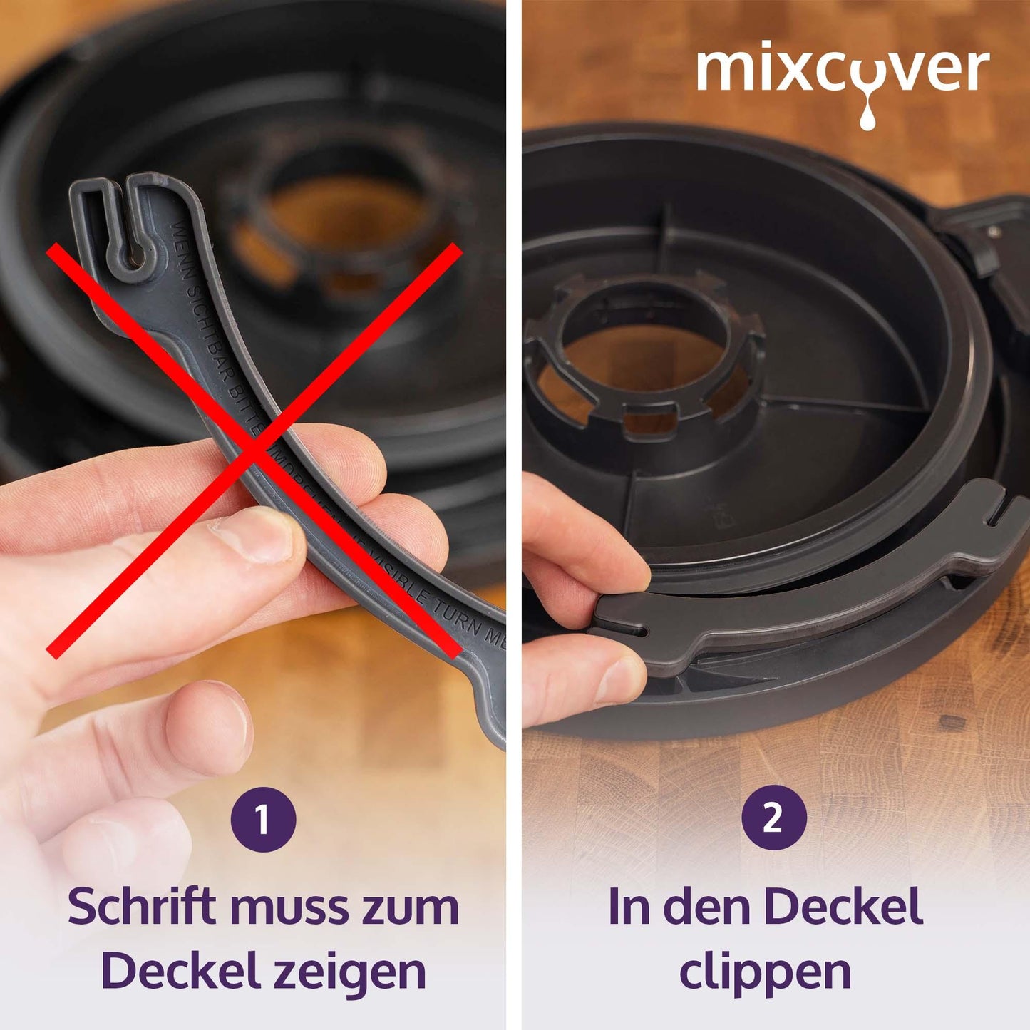 mixcover Държач за капак съвместим с Monsieur Cuisine Connect, защита от капене за поставяне и оттичане на капака на аксесоара Monsieur Cuisine Connect - Цвят: Черен FBM
