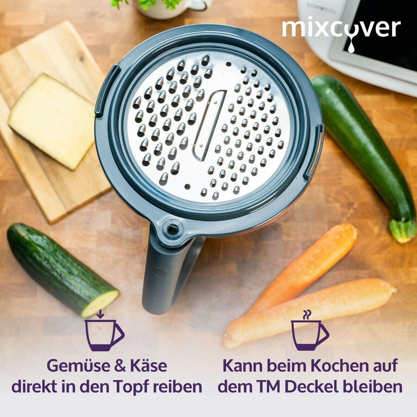 mixcover Reibe für Gemüse, Obst und Käse Gemüsereibe für den Thermomix TM6 und TM5 - Ansicht 3 | Mixcover