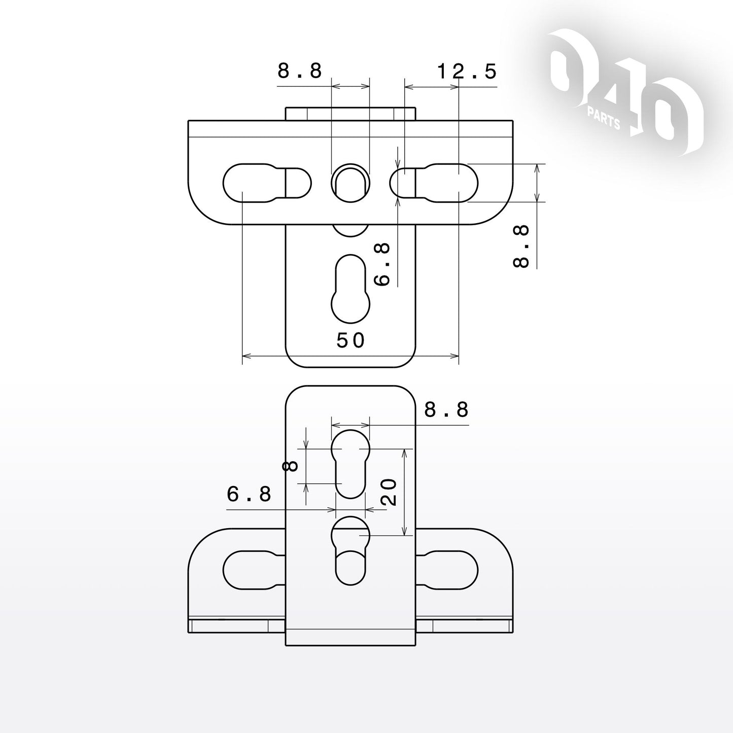 040 parts Dachträger Fuß für VW T7, T5, T6, T6.1 California sowie für Transporter und für Mutlivan mit C-Schiene - Detailansicht 7 | Mixcover