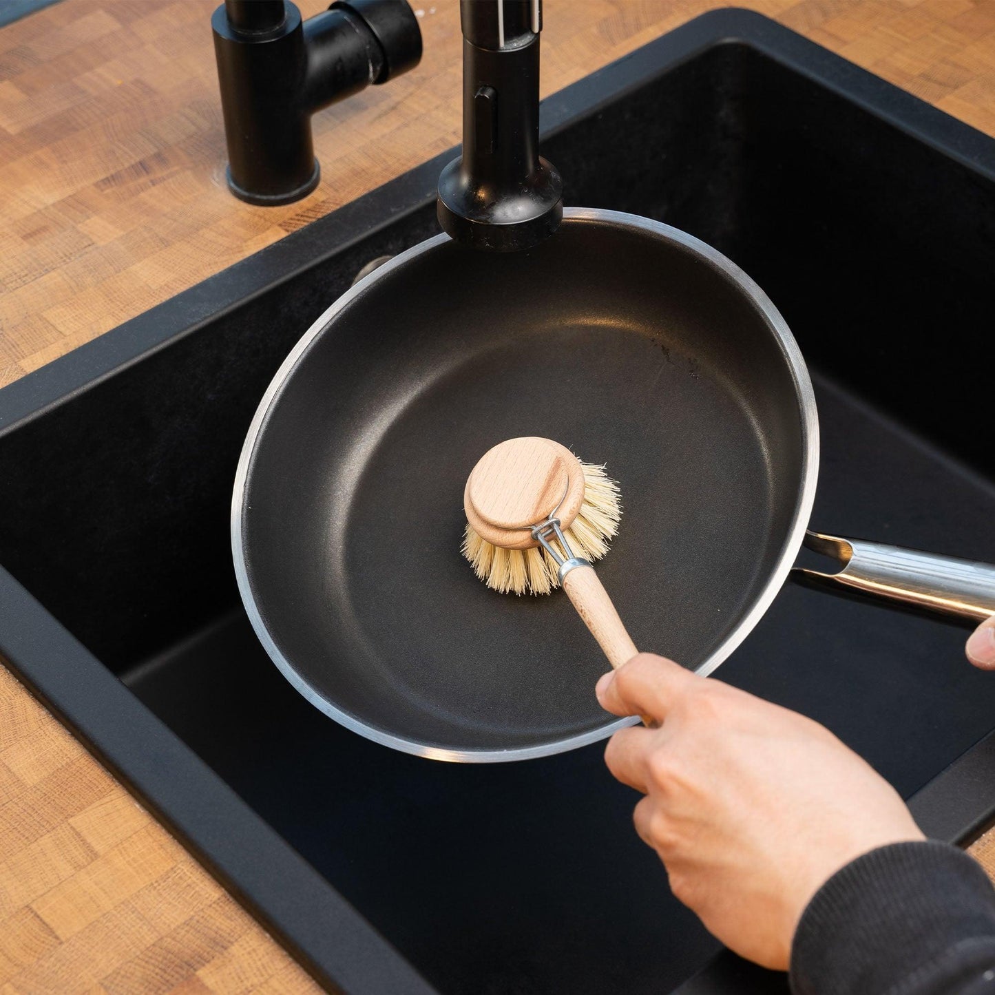 mixcover Spazzola per piatti Spazzola per pentola Mixer Legno di faggio 24cm Spazzola cucina sostenibile Testa intercambiabile