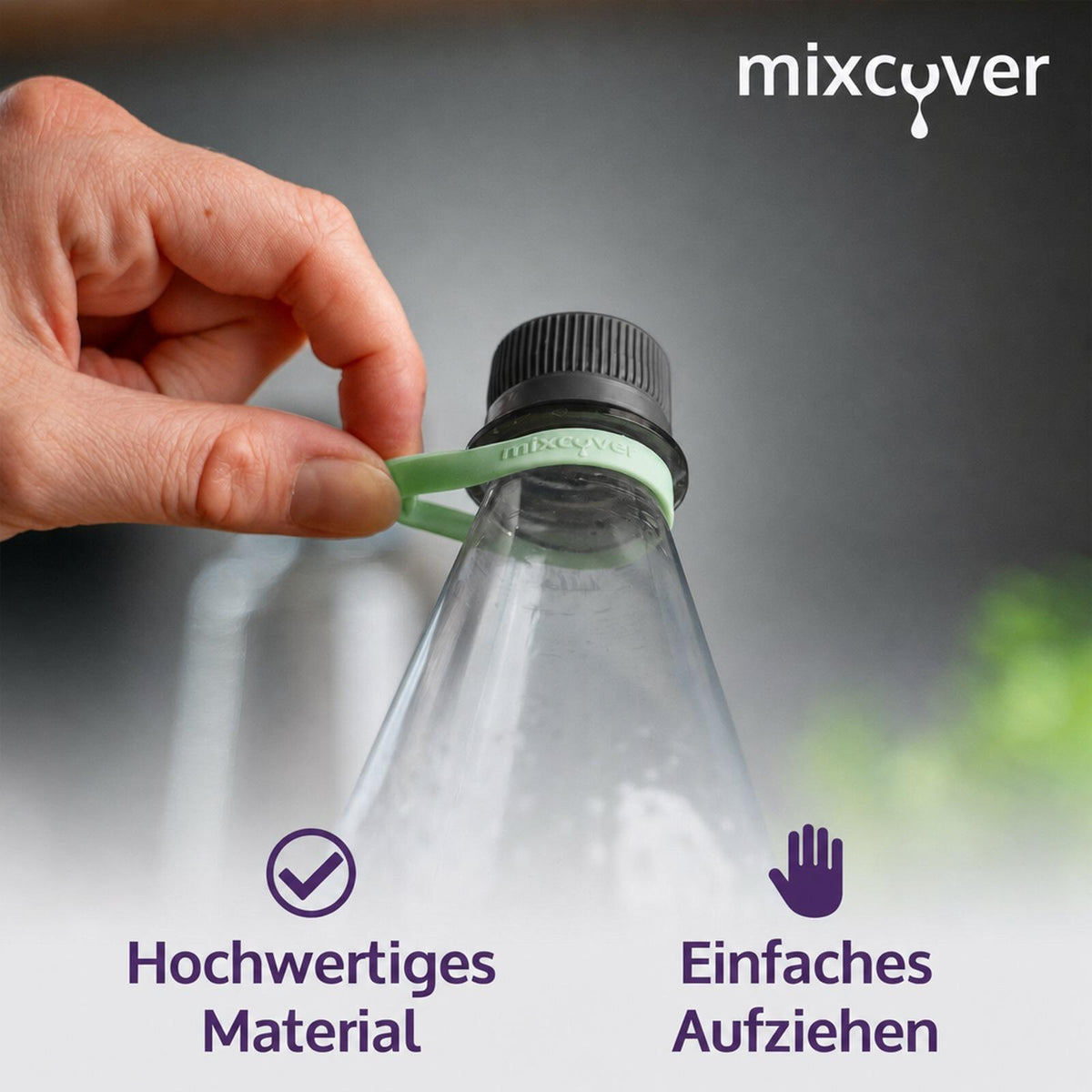 mixcover silikoninis žiedas žalias, gėrimo butelių žymėjimui – tinka SodaStream buteliams